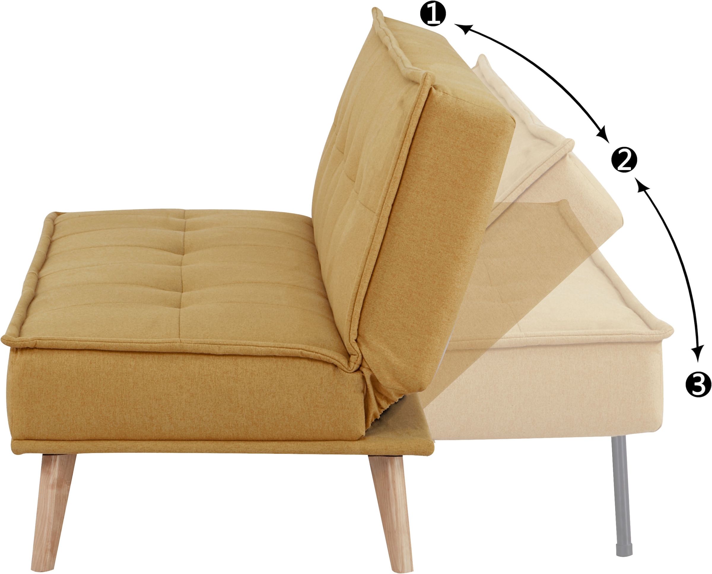 INOSIGN Schlafsofa »MENDOTA, 181 cm, 3-Sitzer mit Schlaffunktion,«, verstellbarer Rückenlehne, Klappmechanismus, Webstoff