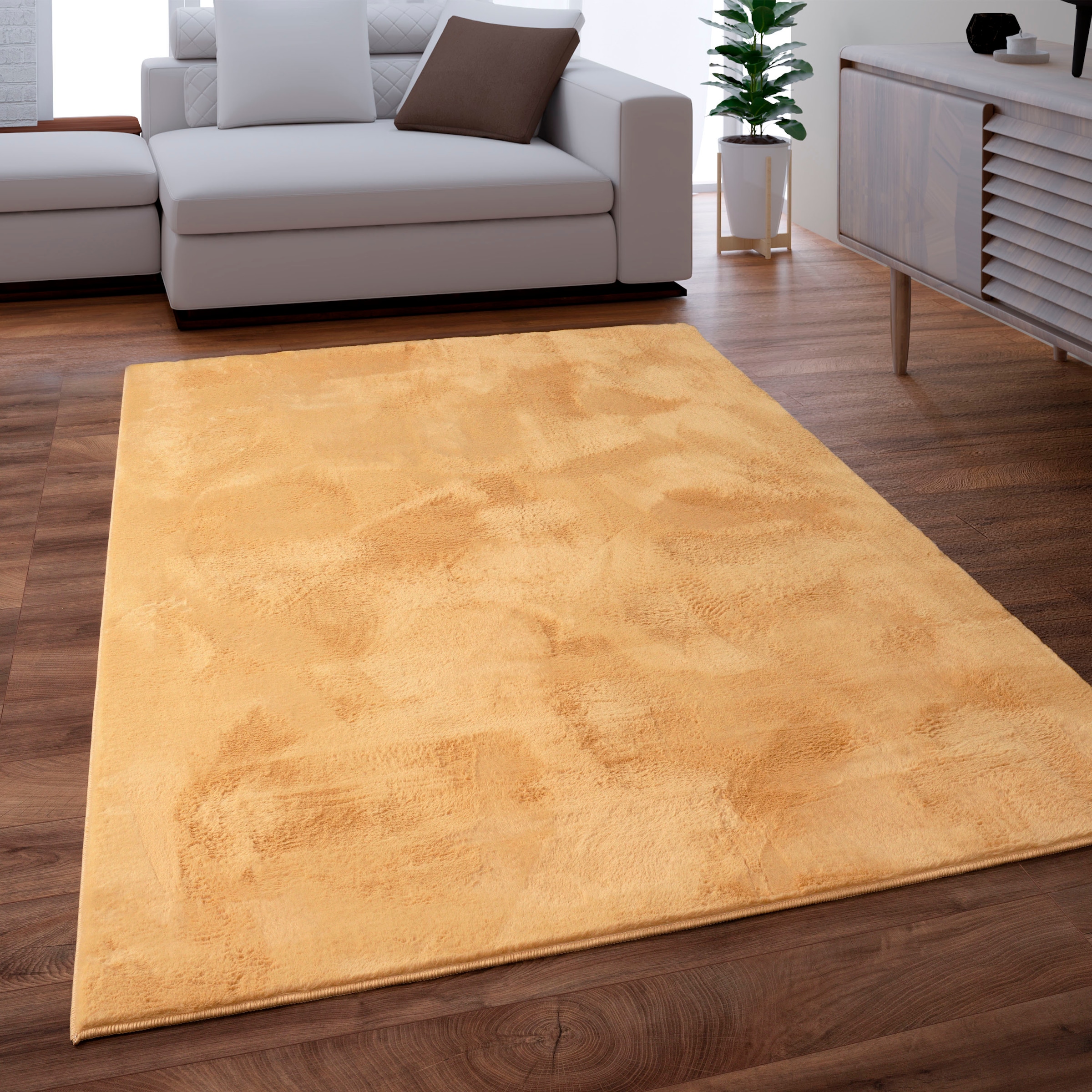 Paco Home Fellteppich "Kunstfell Soft 380", rechteckig, 14 mm Höhe, Langflor, Kuschelteppich - besonders weich, Uni-Farb