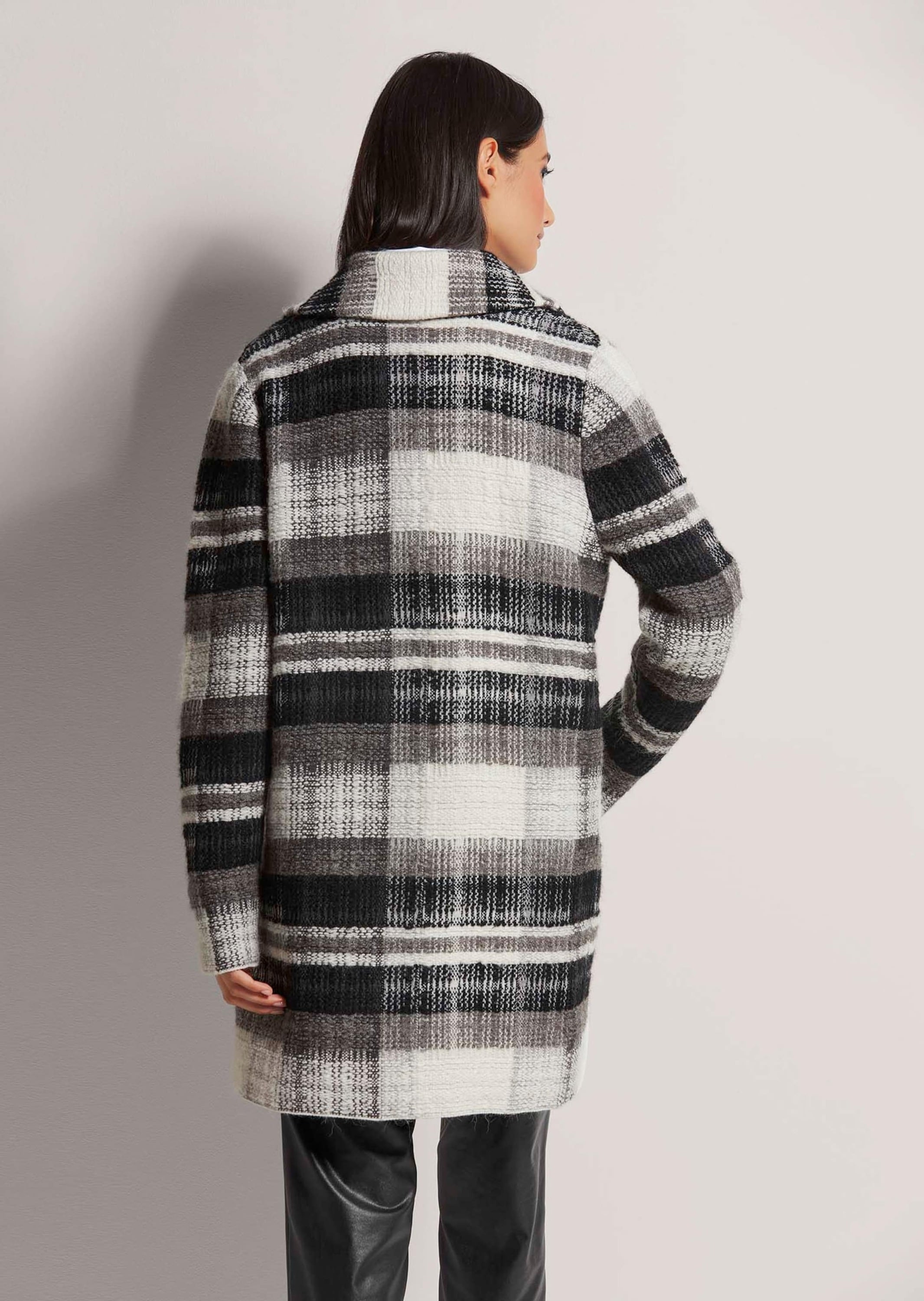 MADELEINE Strickjacke »Strickmantel Strickmantel mit Karo-Muster«