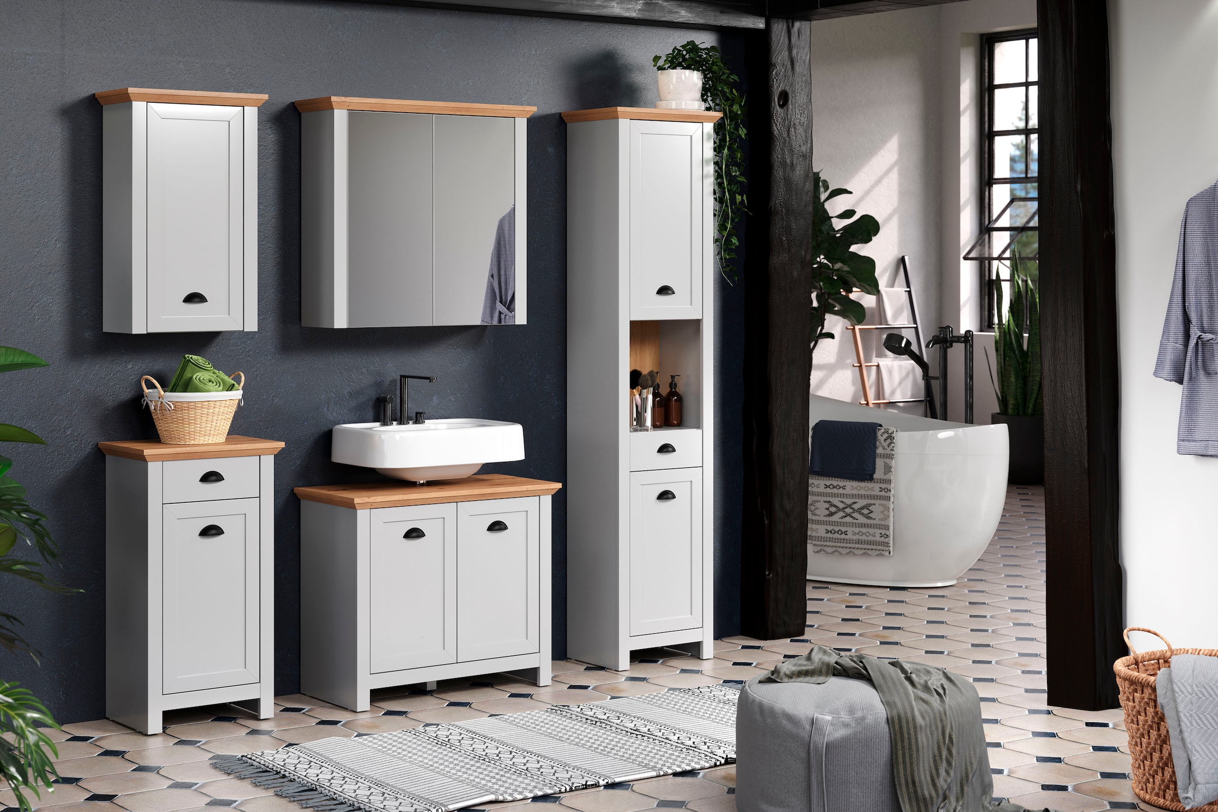 Home affaire Spiegelschrank »Herzwill« Spiegelschrank mit 2 Glasböden - (B/T/H) 78/24/73 cm