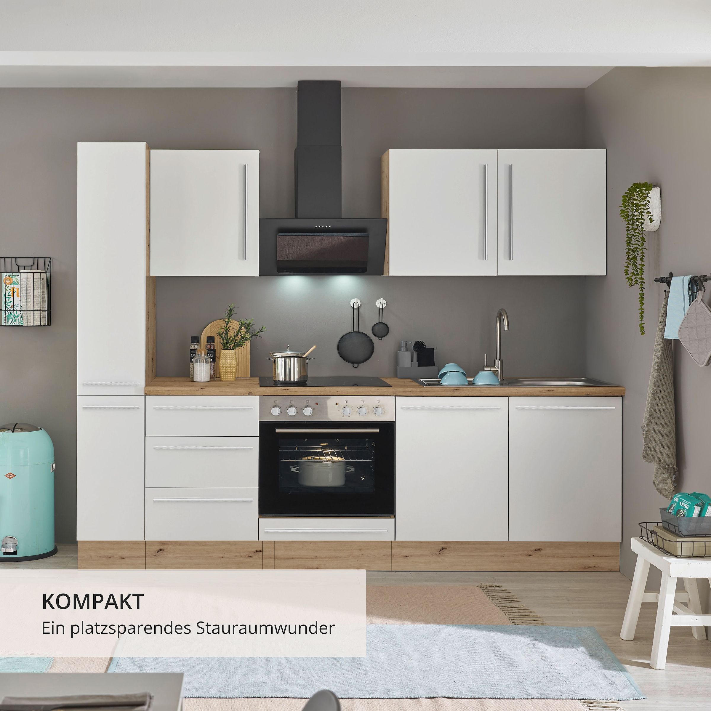 KOCHSTATION Küchenzeile »Florida« Breite 240 cm, wahlweise mit E-Geräten,Softclose für Türen/Schubkästen