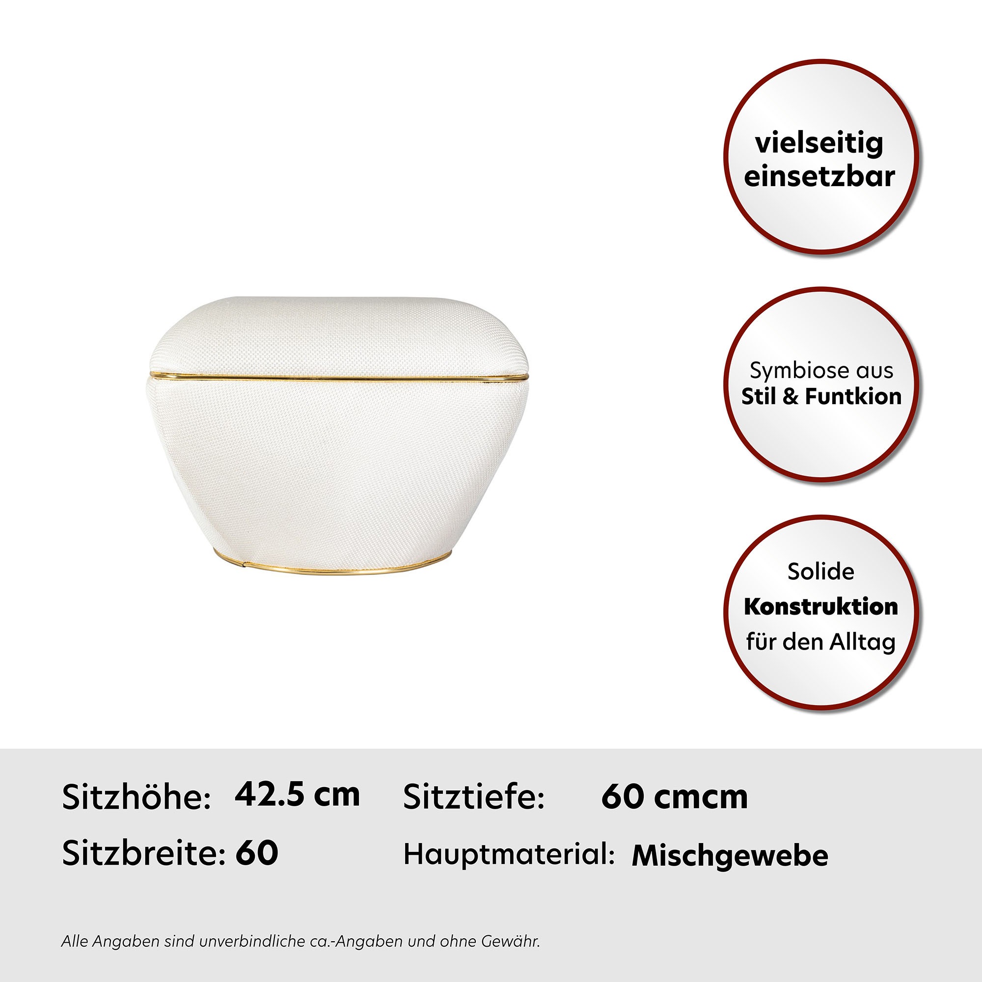 Thumbnail - Kayoom Sitzhocker "Hocker Contessa 125, vielseitig einsetzbarer Allrounder, elegante Form" 1 Stk. tlg. komfortabel, hoch...
