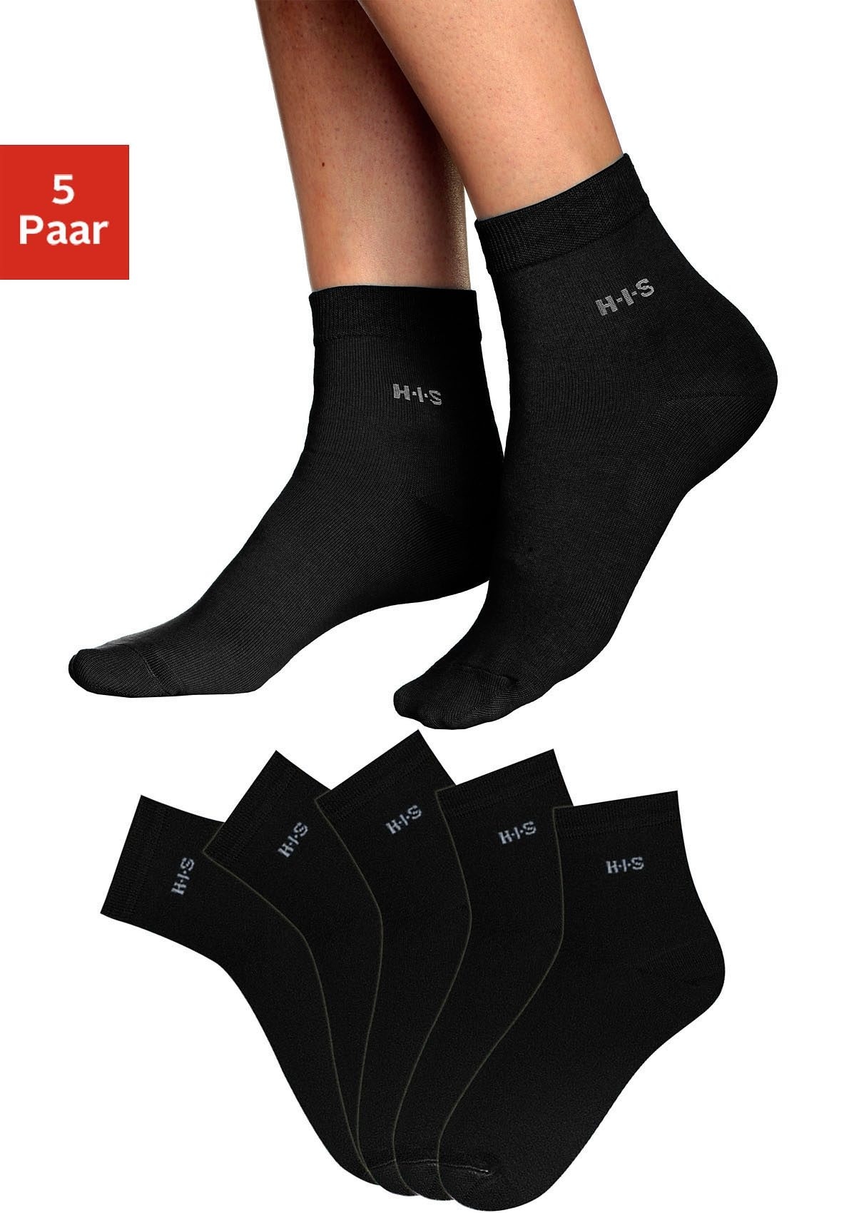 Kurzsocken, (Packung, 5 Paar), mit Bündchen über dem Knöchel