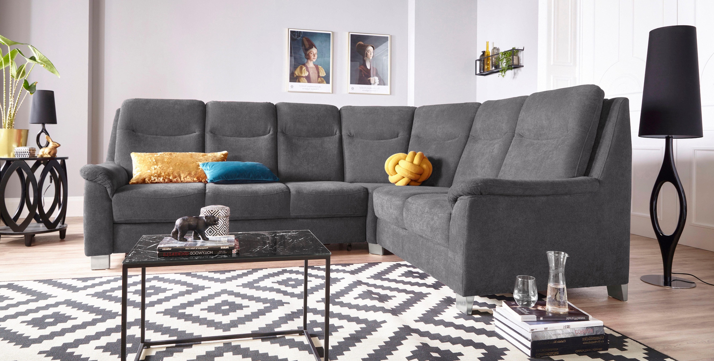 sit&more Ecksofa "Boccaccio L-Form" mit Federkern und Kopfteilverstellung, wahlweise mit Schlaffunktion