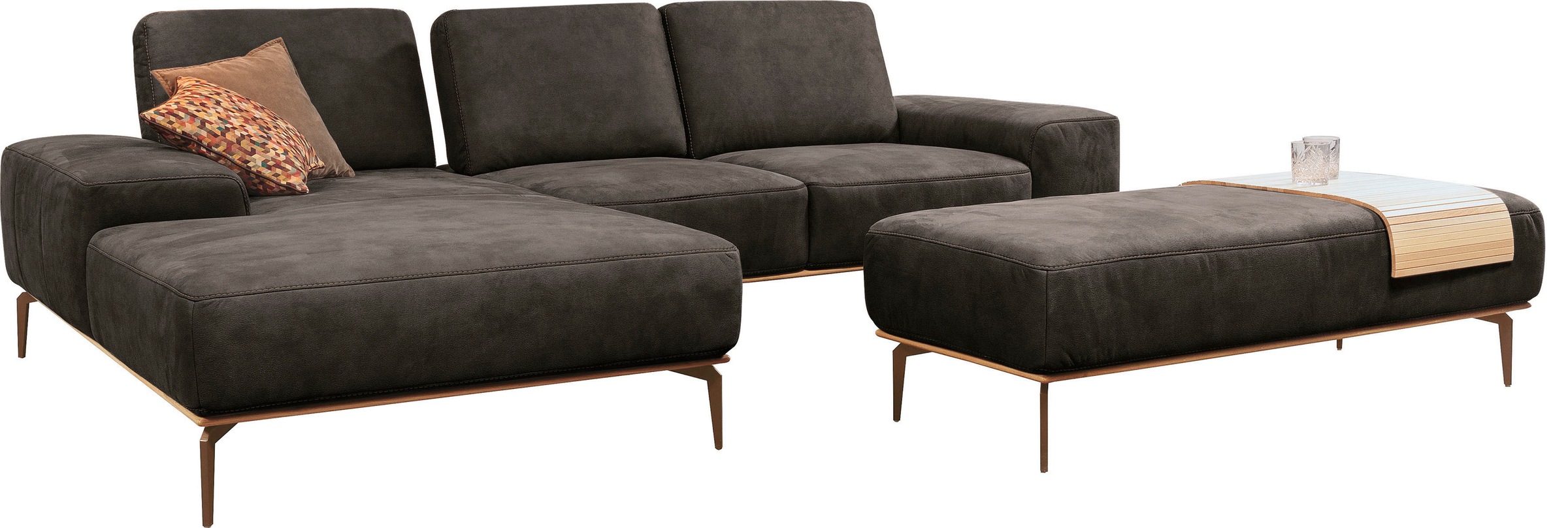 Thumbnail - W.SCHILLIG Ecksofa "run, Designsofa mit tollem Sitzkomfort, bequem, L-Form" mit Holzsockel, Füße in Bronze pulverbeschic...
