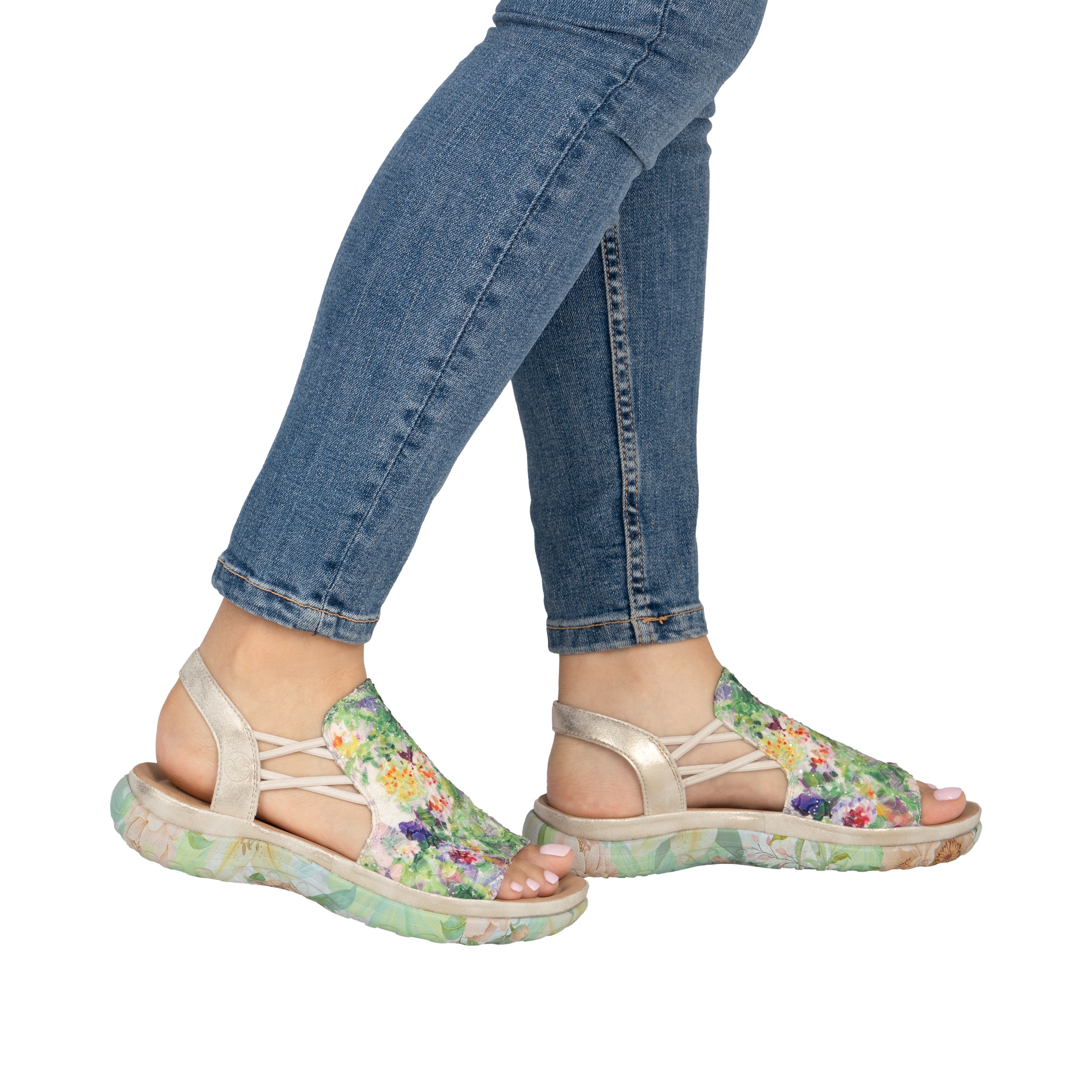 Rieker Sandale  Sommerschuh, Schlupfschuh mit seitlichen Gummizügen für guten Sitz