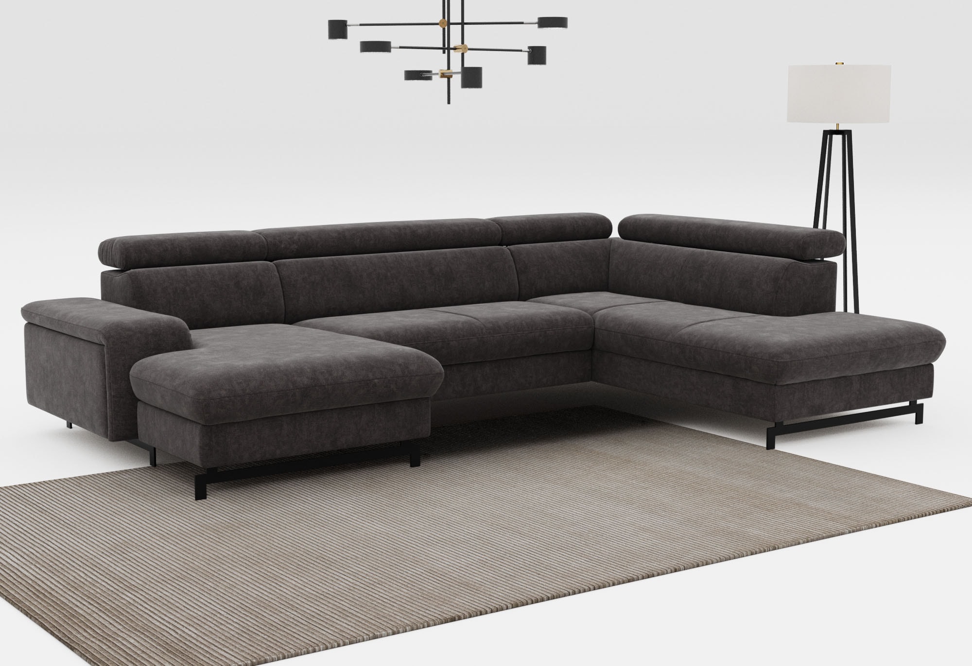 COTTA Wohnlandschaft "Emma U-Form, B: 328 cm" mit Kopfteilverstellung, optional Schlaffunktion & Bettkasten