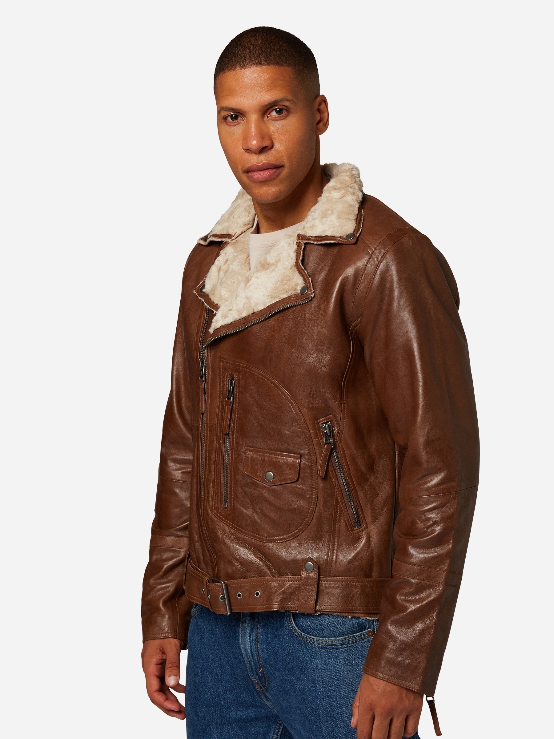 RICANO Bikerjacke »Lederjacke Harlem« Handgefertigt aus echtem Leder