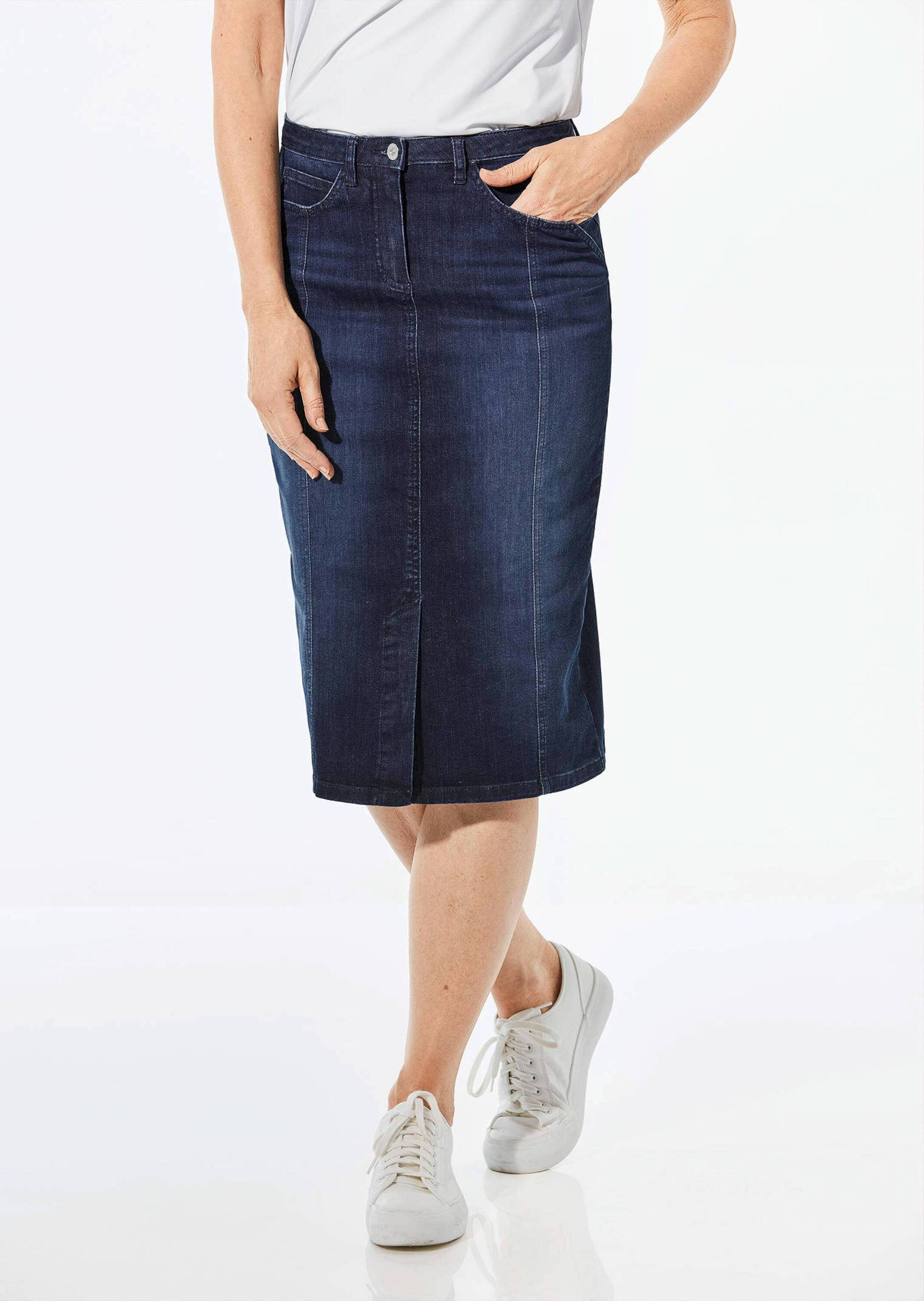 GOLDNER Jeansrock "Jeansrock im 5-Pocket-Stil" Gehschlitz in vorderer Mitte günstig online kaufen