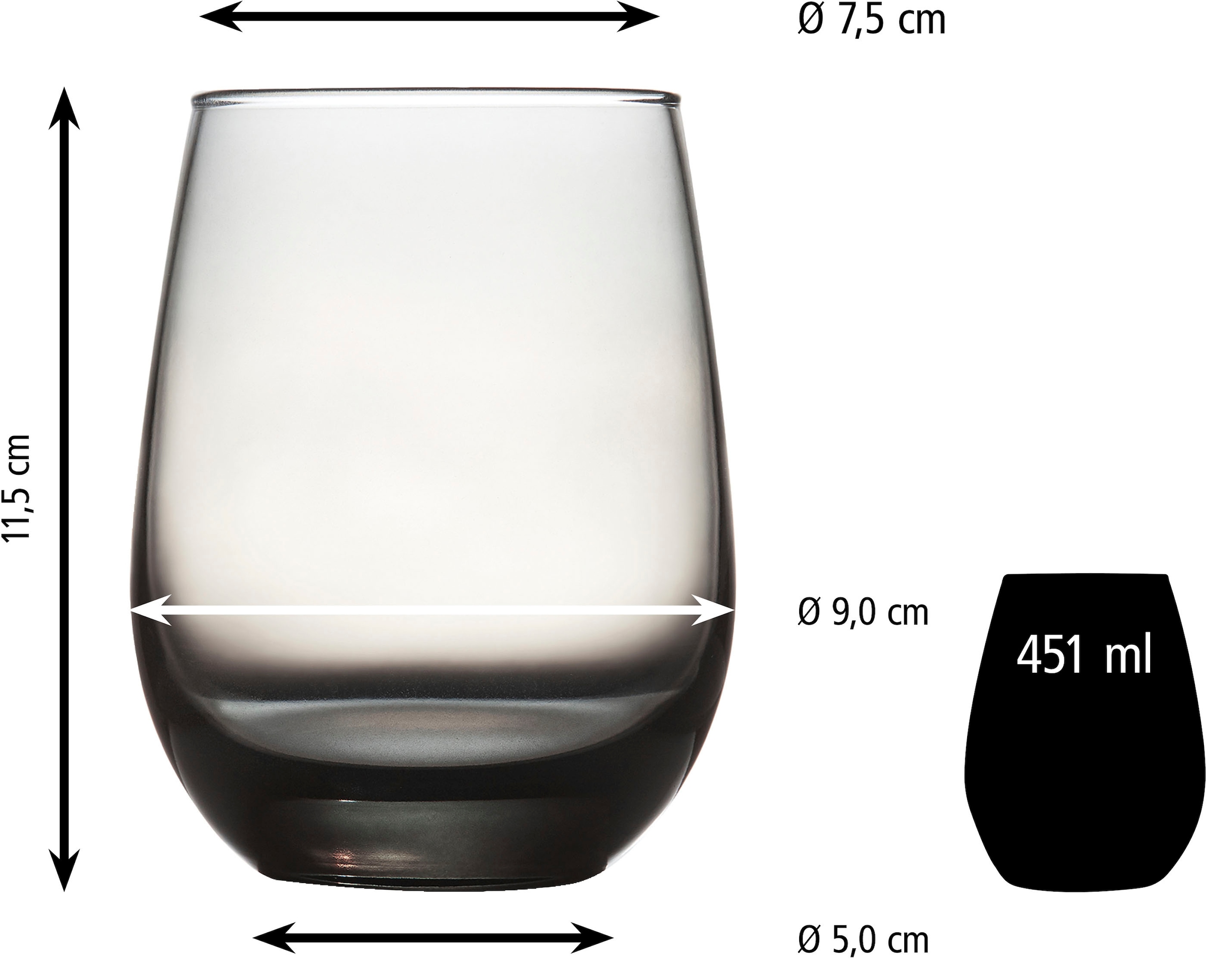 LIBBEY Gläser-Set »Libbey Weinglas, 12er Set -STEMLESS-«, (Set, 12 tlg.), 451 ml, hochwertig verarbeitet, im modernen Design