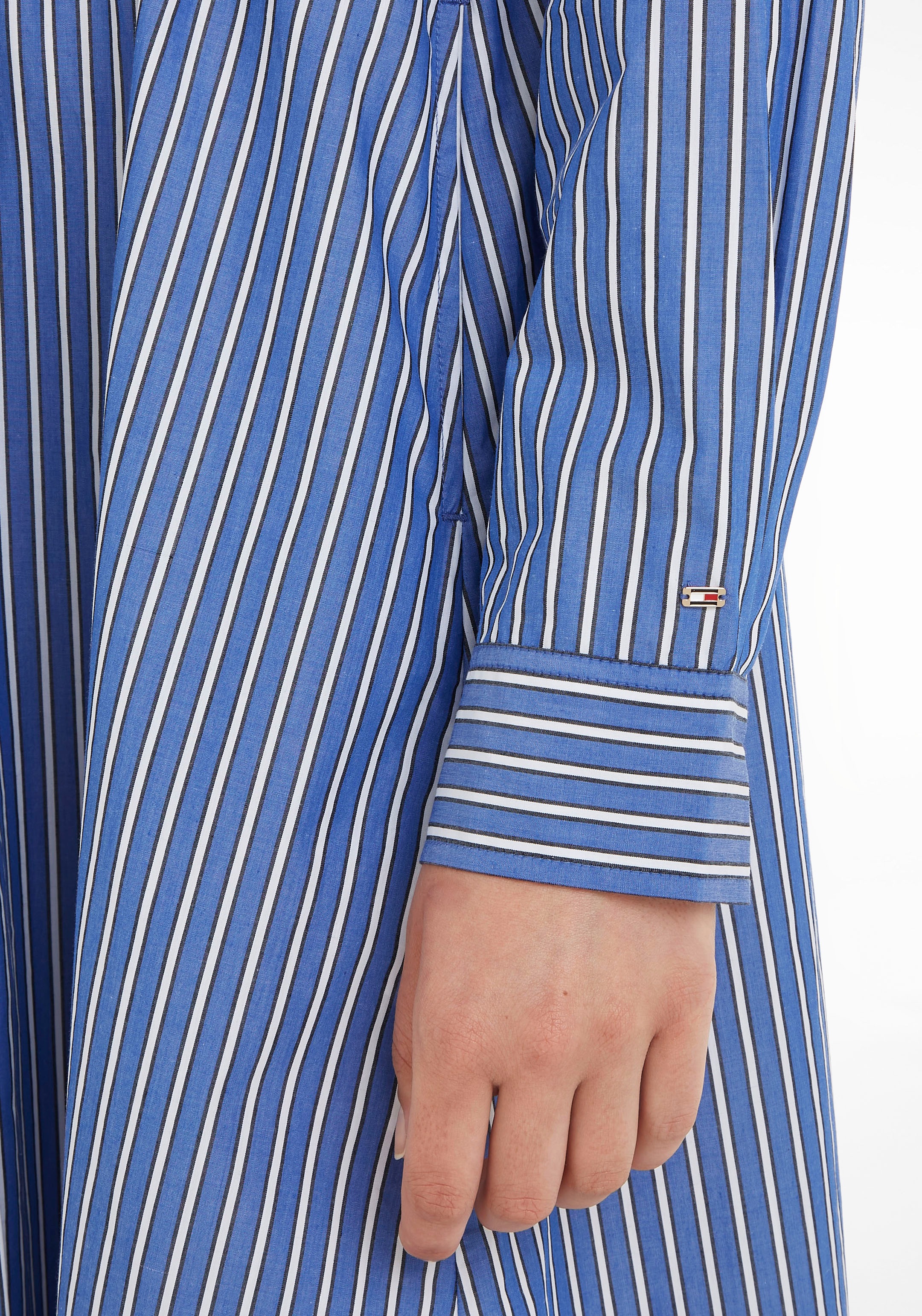 Tommy Hilfiger Blusenkleid »ORG CO STRIPE MIDI SHIRT-DRESS«, mit süßen  Lochstickerei-Bändern für kaufen | BAUR