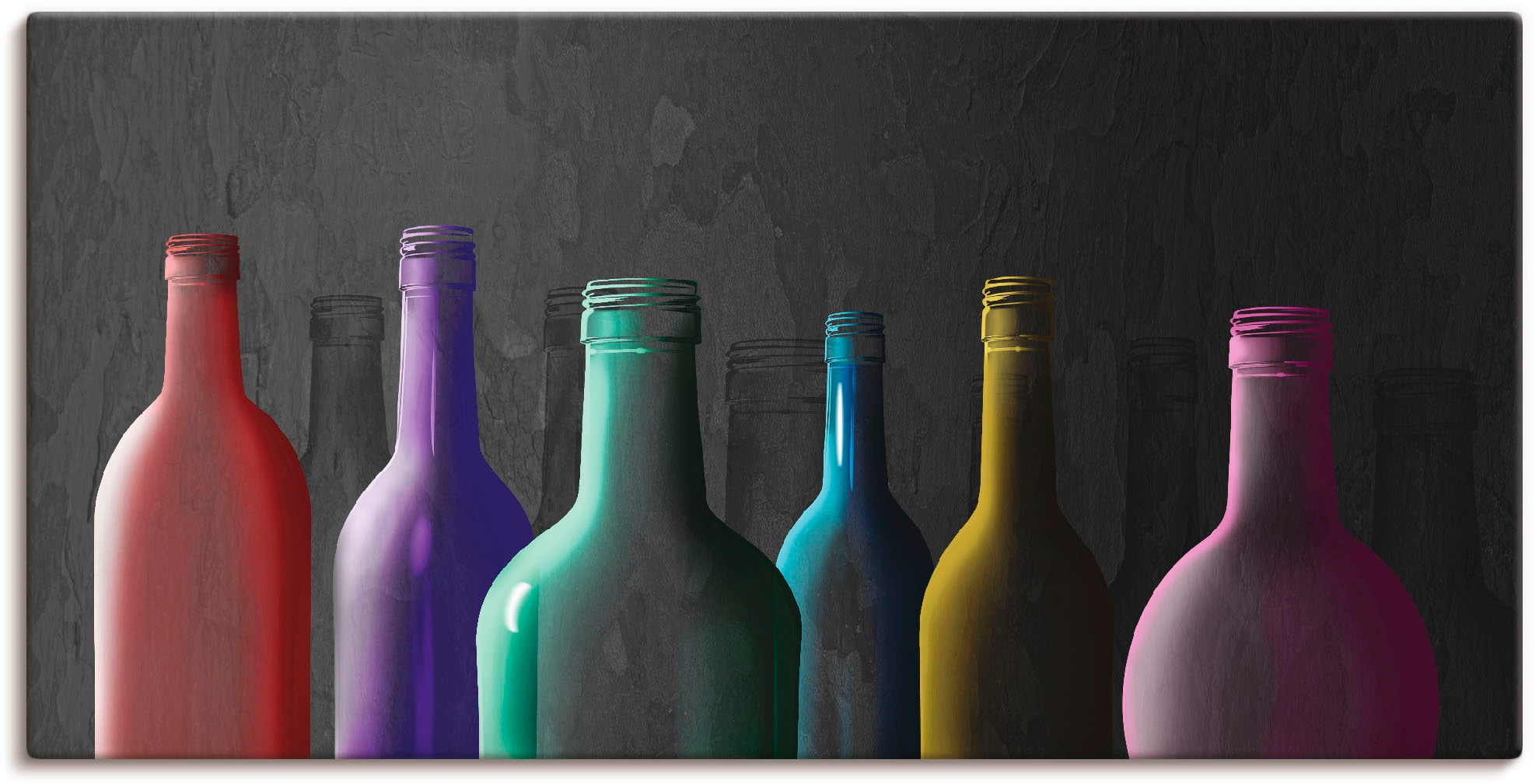 Artland Leinwandbild "Bunte Glasflaschen", Getränke, (1 St.), auf Keilrahmen gespannt