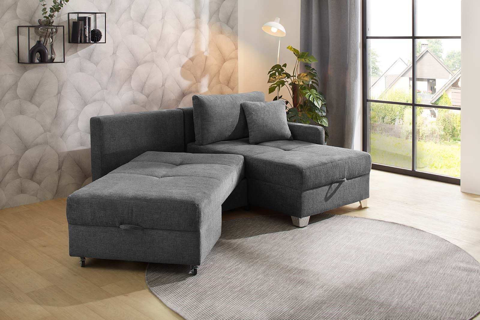 Jockenhöfer Gruppe Ecksofa »Lemberg, Dreh-Schwenk-Ottomane«, inklusive Relax- und Schlaffunktion, Ottomane links/ rechts montierbar