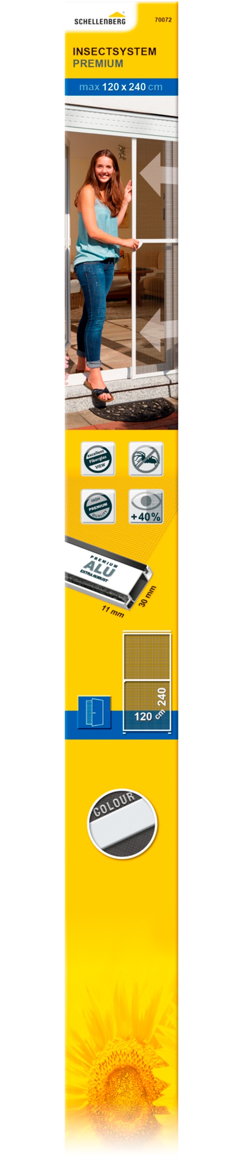 SCHELLENBERG Insektenschutz-Schiebetür »Premium zum Schieben für Terrassentür, Balkontür«, 120 x 240 cm, anthrazit und weiß