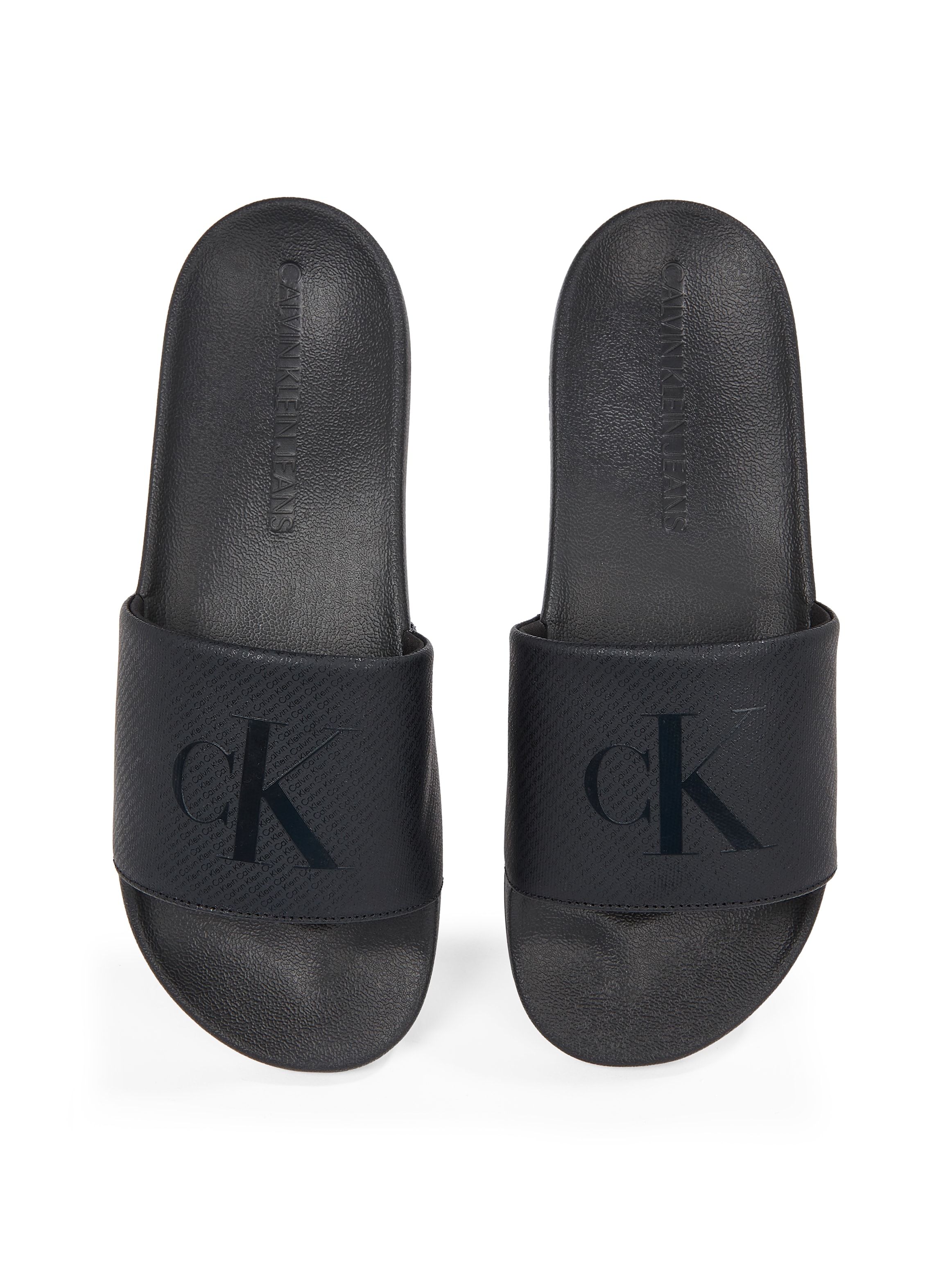 Calvin Klein Jeans Badepantolette »SLIDE AOP PRINT«, Schlappen, Poolslides, Sommerschuh, Strandschuh mit Logo