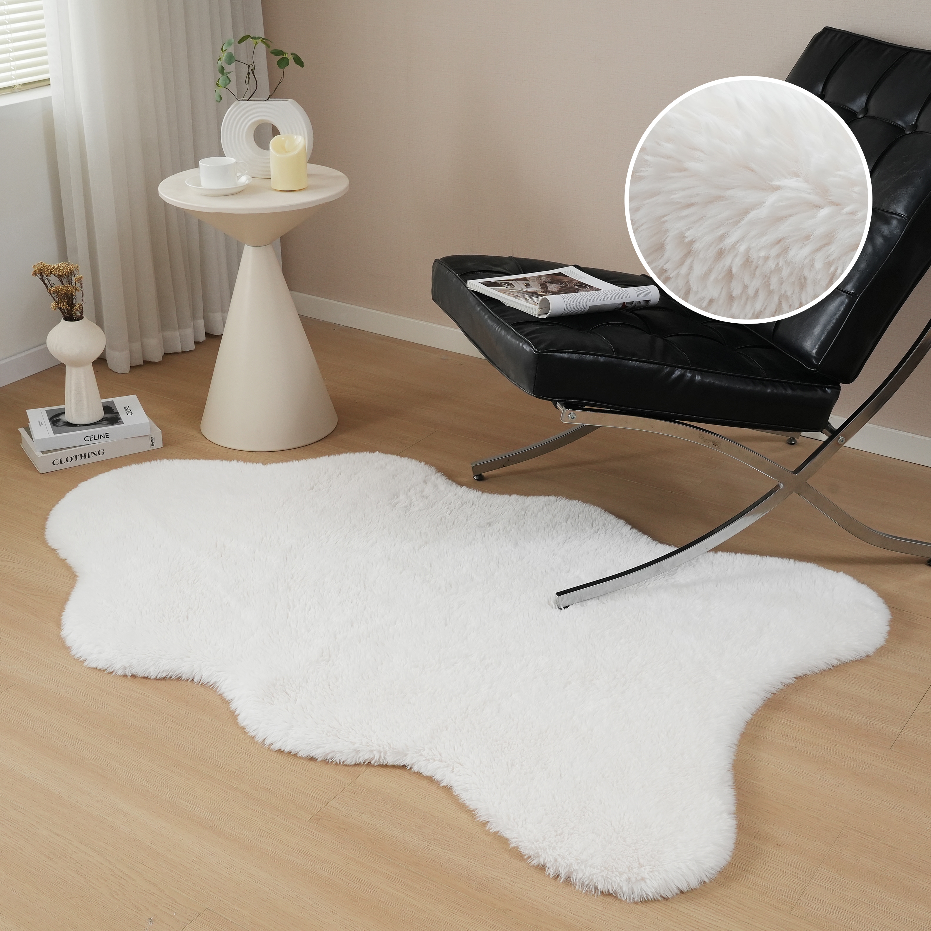 OTTO home Hochflor-Teppich "Mollin, Fellform, leichter Glanz" rechteckig 30 mm Höhe Kunstfell, Fellimitat, waschbar, flauschig, weich, Wohnzimmer