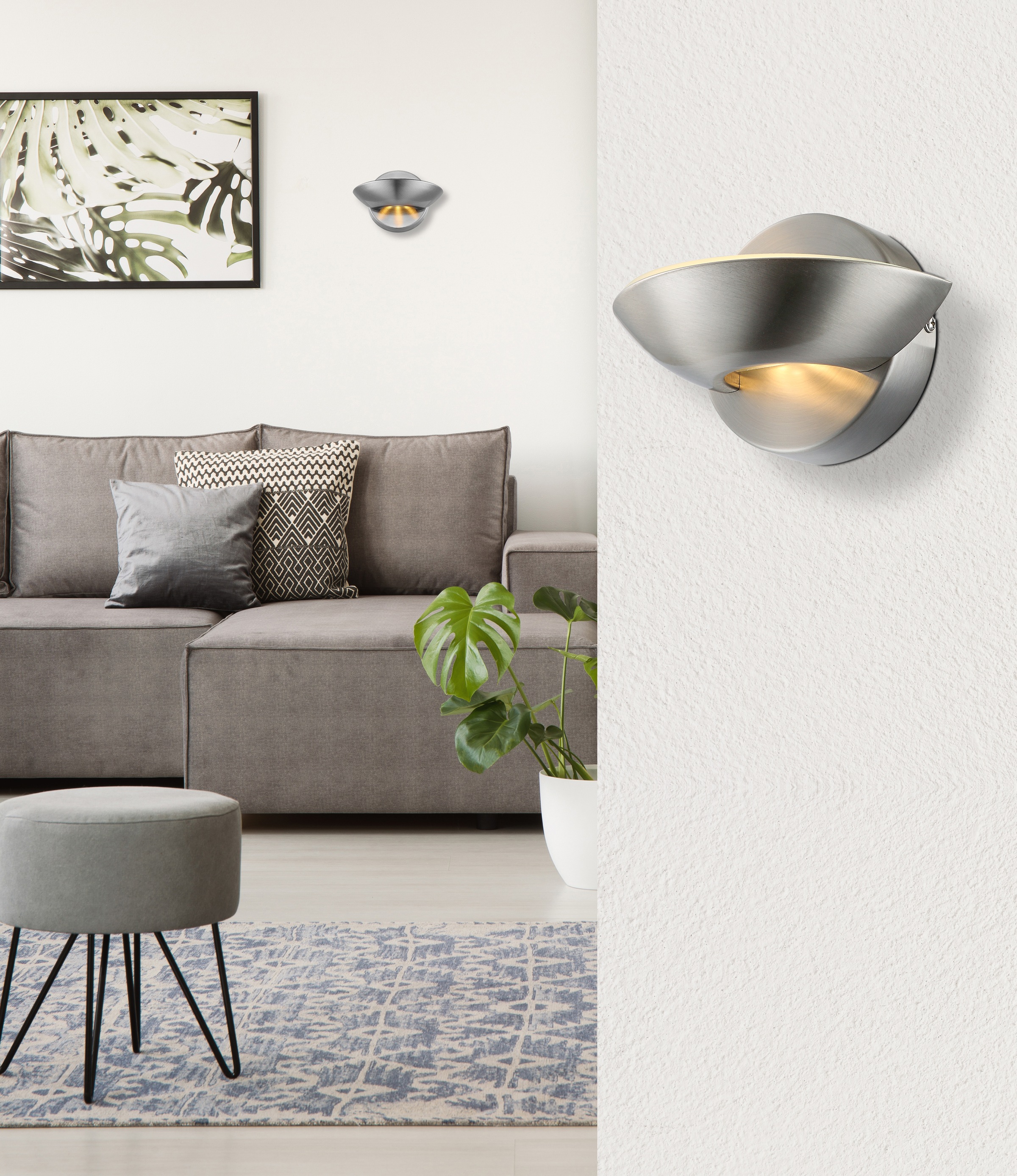 GLOBO LIGHTING Wandleuchte »SAMMY« LED-Modul 1 Stk. Warmweiß Wandleuchte Nickel, Glas, Licht auf-/abwärts, LED 3+4W