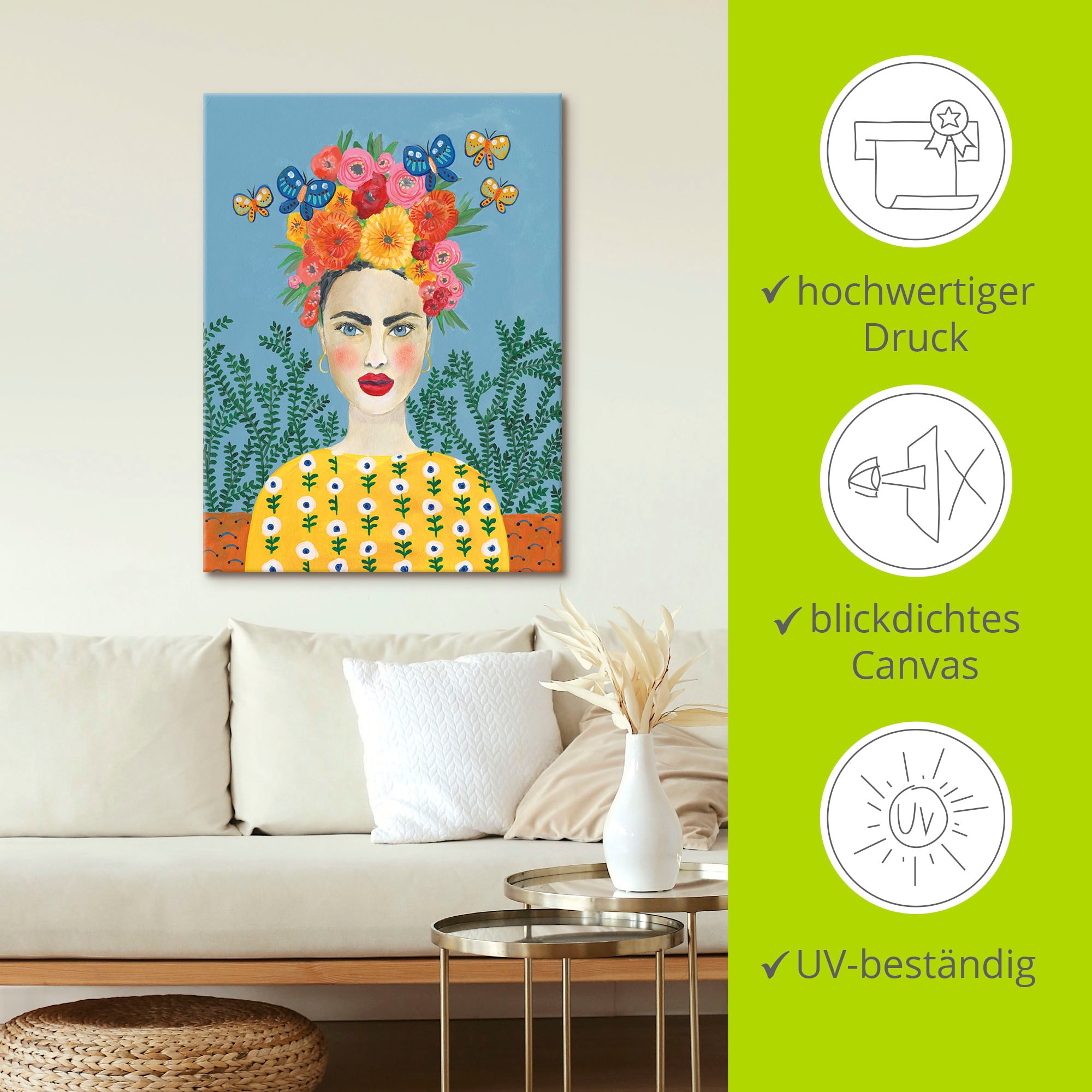 Artland Wandbild »Frida-Kopfschmuck I«, Bilder von Frauen, (1 St.), als Leinwandbild, Poster, Wandaufkleber in verschied. Größen