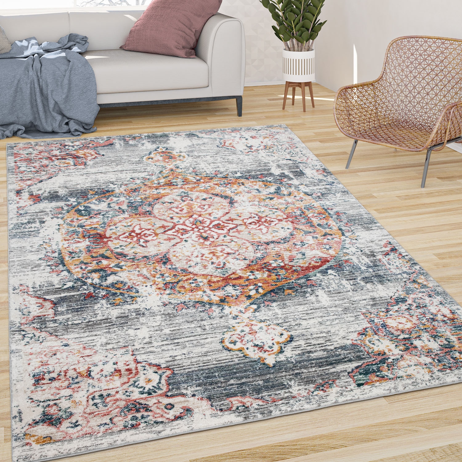 Paco Home Teppich »Herbete 733«, rechteckig, 8 mm Höhe, Kurzflor, Orient-Optik, Vintage Design