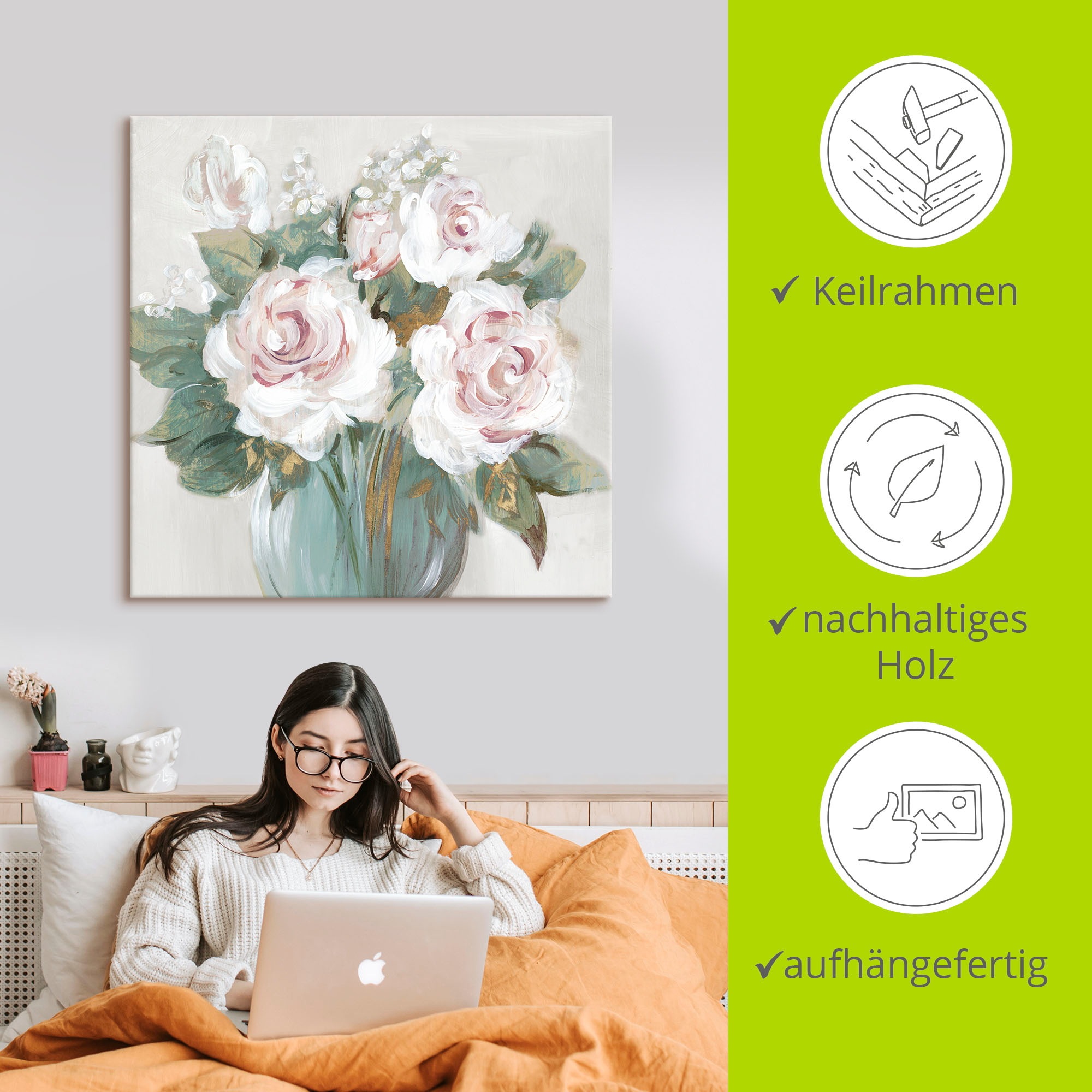 Artland Wandbild »Goldener Blumenstrauß«, Blumenbilder, (1 St.), als Alubild, Outdoorbild, Leinwandbild, Poster in verschied. Größen