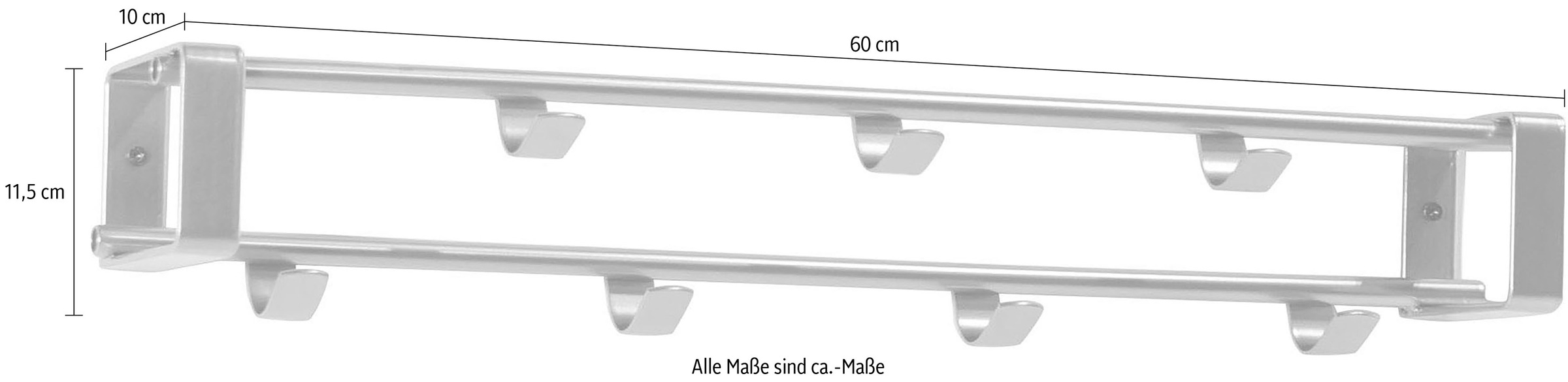 Spinder Design Garderobenhalter »Rex Garderobenhakenleiste«, Metall, Breite 60 cm, 7 Haken