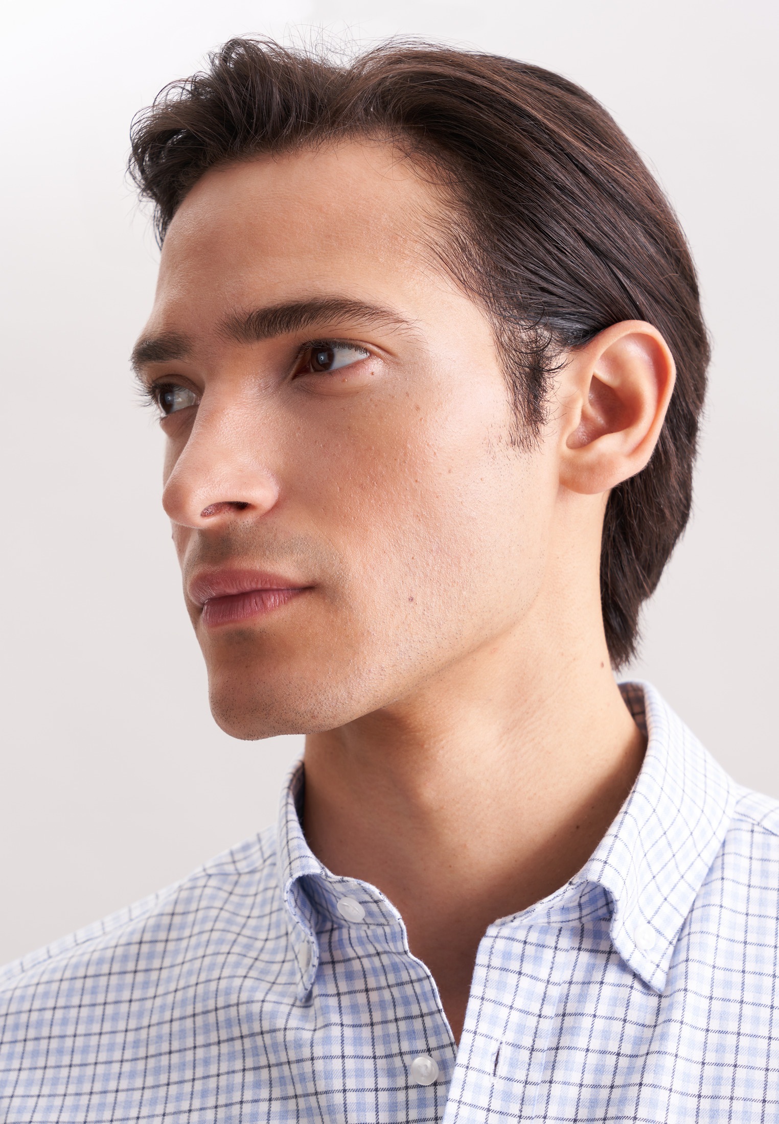 Thumbnail - seidensticker Flanellhemd "Schwarze Rose" Slim 1/1 Button-Down-Kragen Karo