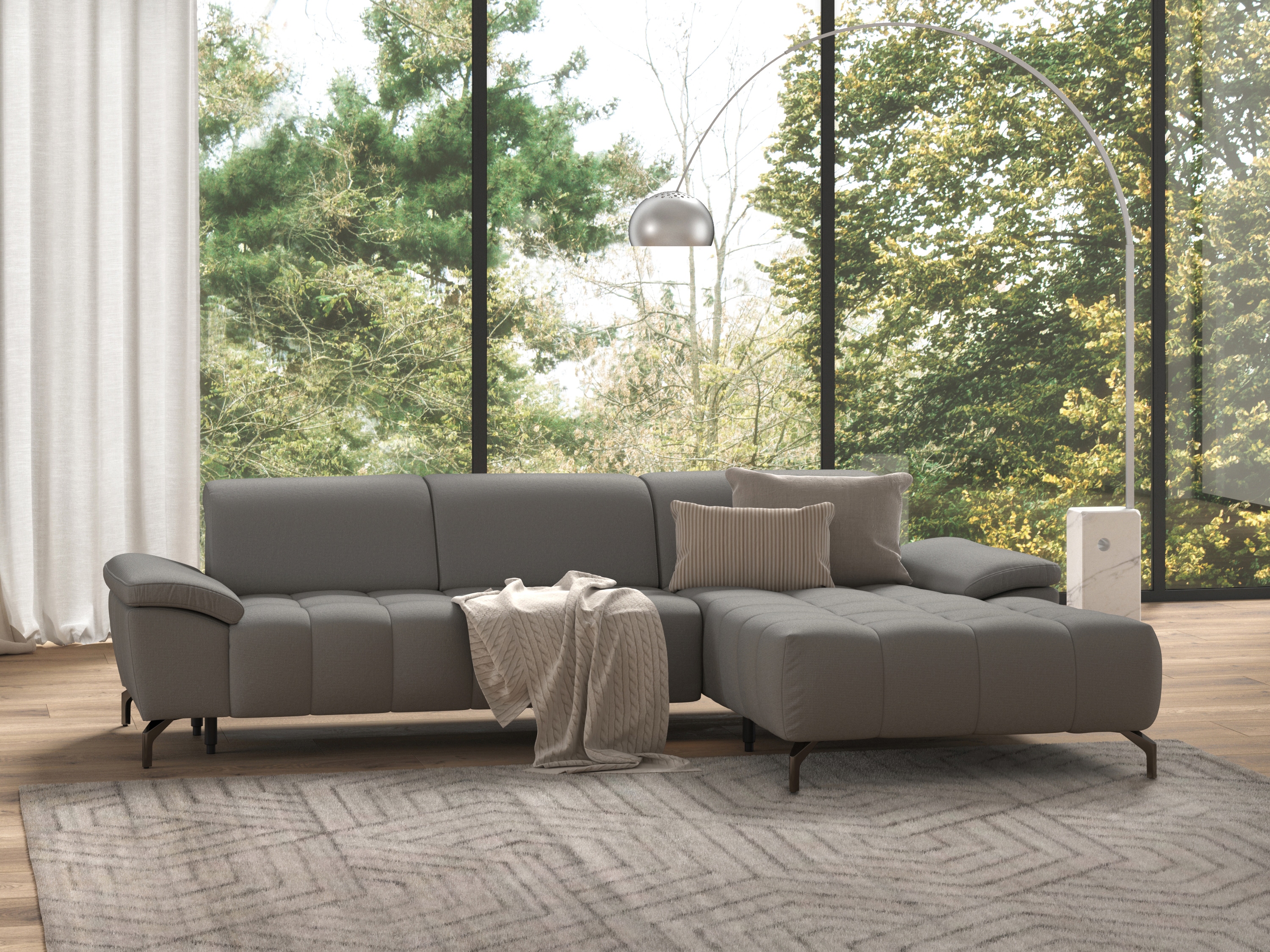 sit&more Ecksofa "Cool L-Form" wahlweise mit Kopfteilverstellung und Vorziehsitz, motorisch