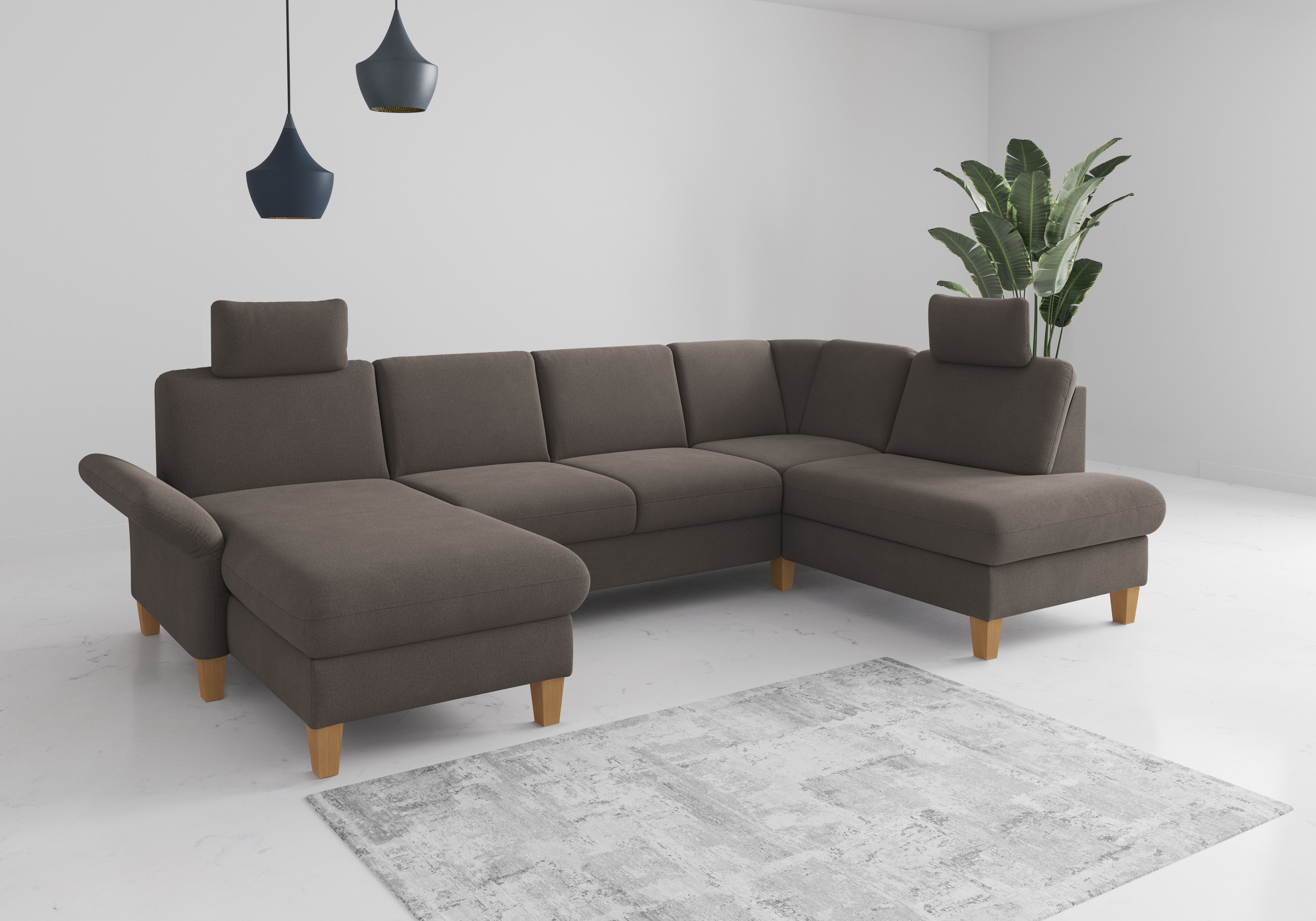 OTTO home Wohnlandschaft "Rochelle, U-Form" optional mit Armteilverstellung, mit Schlaffunktion & Bettkasten
