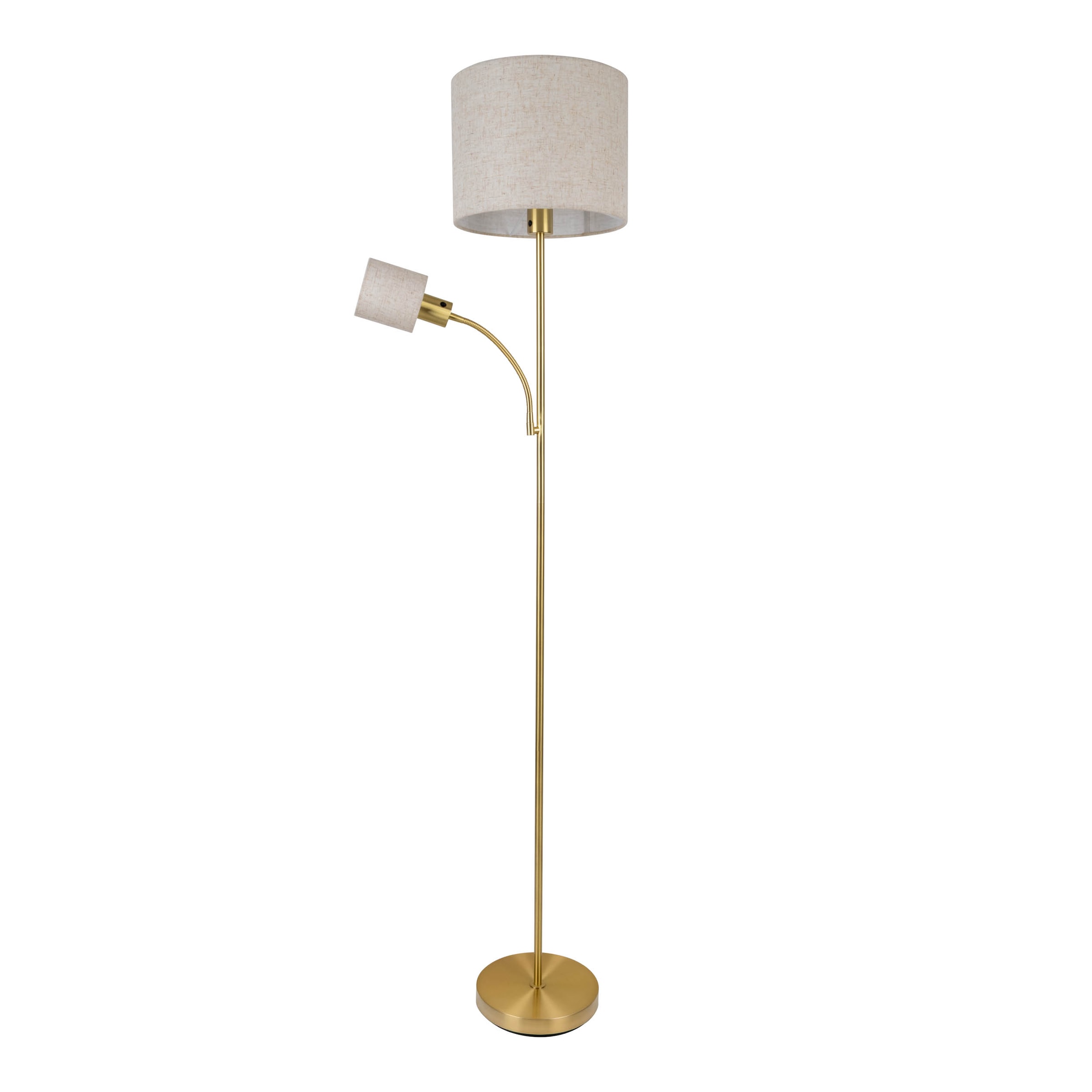 NÄVE Stehlampe "Filomena", goldfarben, 2, Ø 30,1cm H: 165cm, 1 Stk., Leuchten, Schirm braun, inkl. Lesearm, inkl. Druckschalter, H: 165cm, Stehlampe