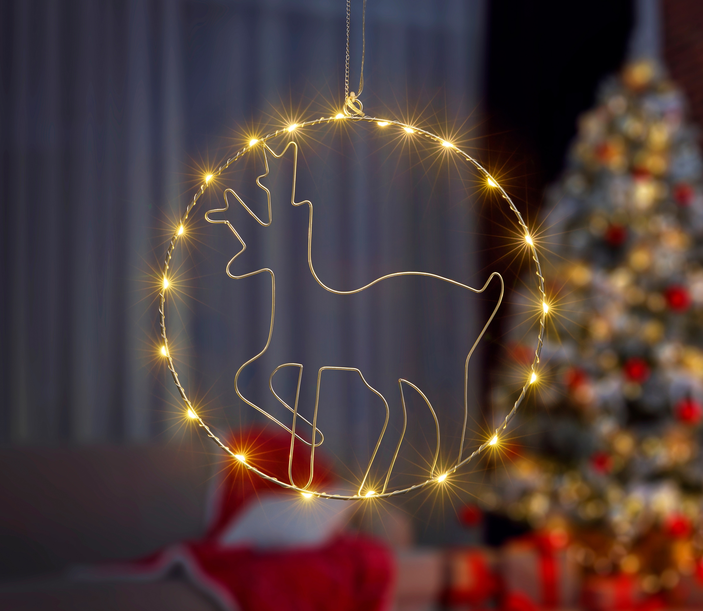 BAUR LED IC »Weihnachtsdeko«, Rentier-Motiv, Beleuchteter Winterworld ca. | 30cm mit Metall-Ring Dekolicht kaufen Ø