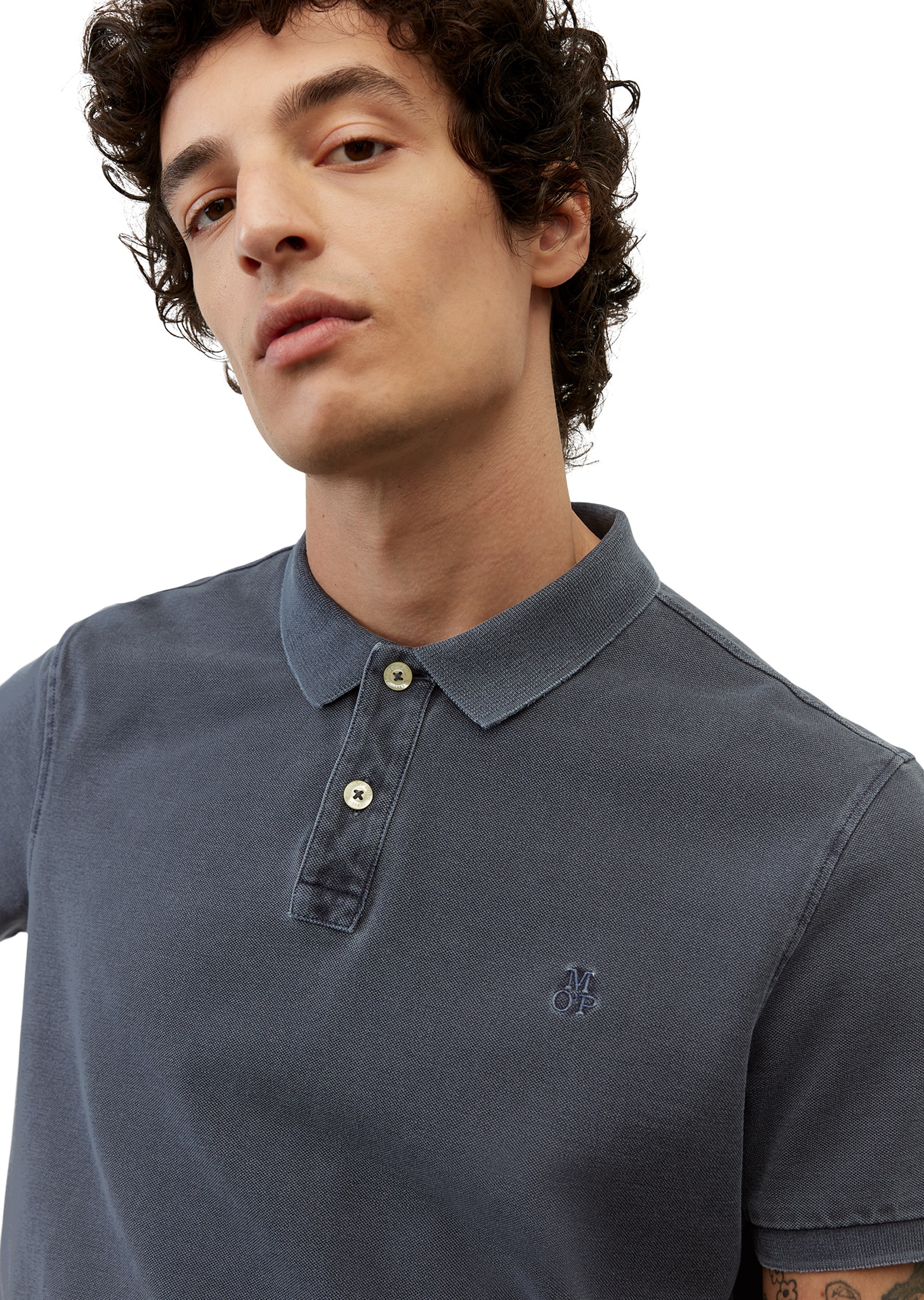 Poloshirt MARC O'POLO "aus Bio-Baumwolle", Herren, Gr. XXL, blau (navy teal), Obermaterial: 100% Baumwolle, unifarben, regular fit, Strickbündchen, Shirts 3