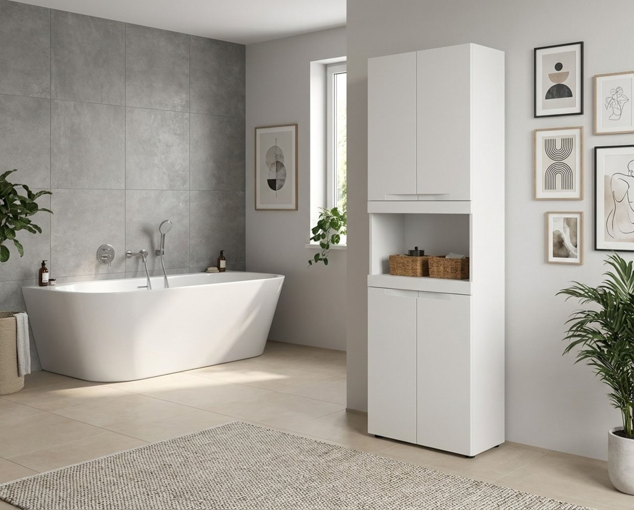 OTTO home Hochschrank »MAOI, Höhe 194 cm, 4 Türen, 1 offenes Fach« Badezimmerschrank, Schrank, Badschrank, Midischrank, Bad, Badezimmer