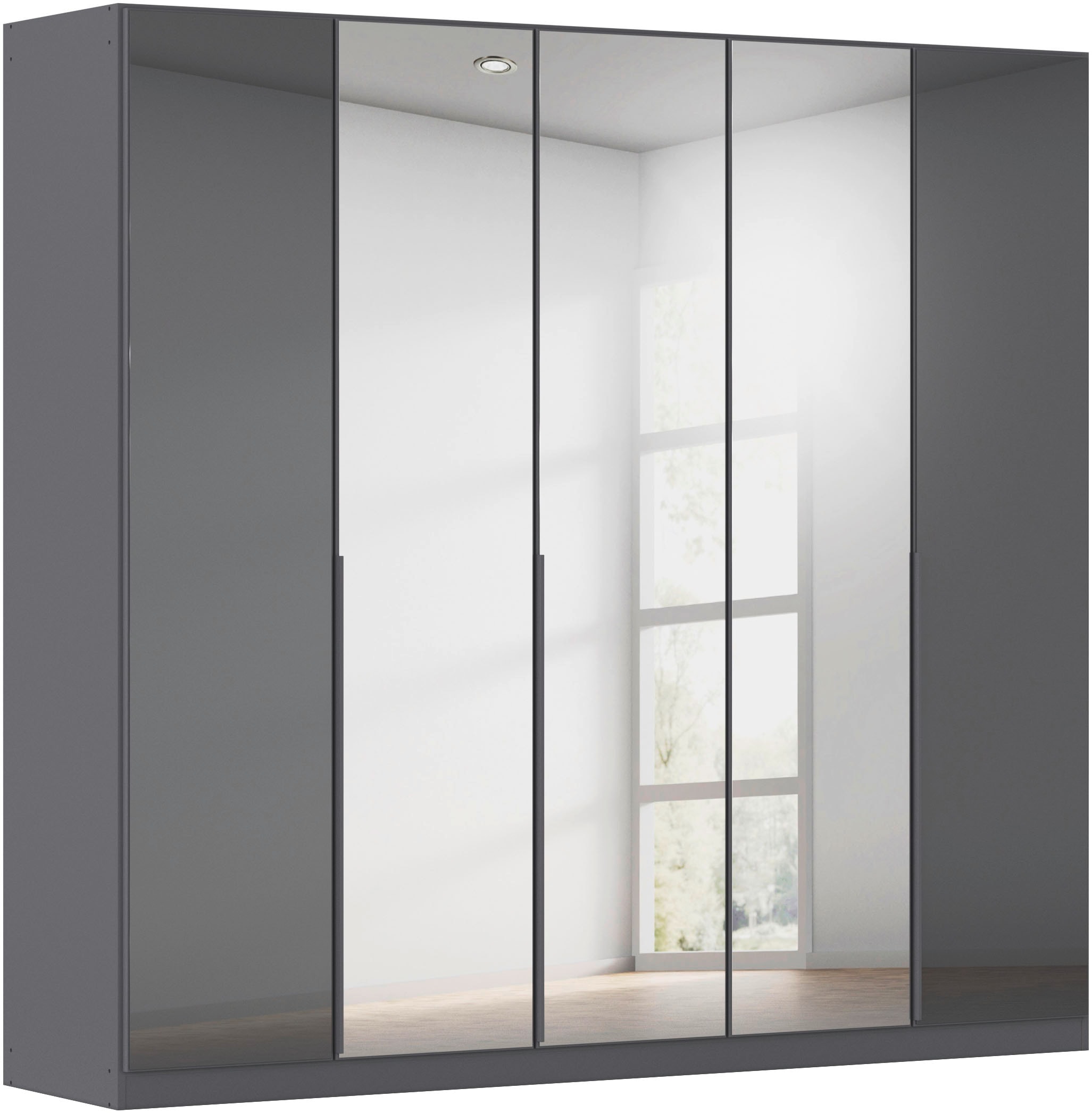 OTTO home Drehtürenschrank "Kleiderschrank Schrank Garderobe AGORDO mit Glasfront und Spiegel" in zwei Griff-Farben, Breiten 91-405 cm, durchdachte Innenausstattung, in 8 Breiten und 2 Höhen MADE IN GERMANY