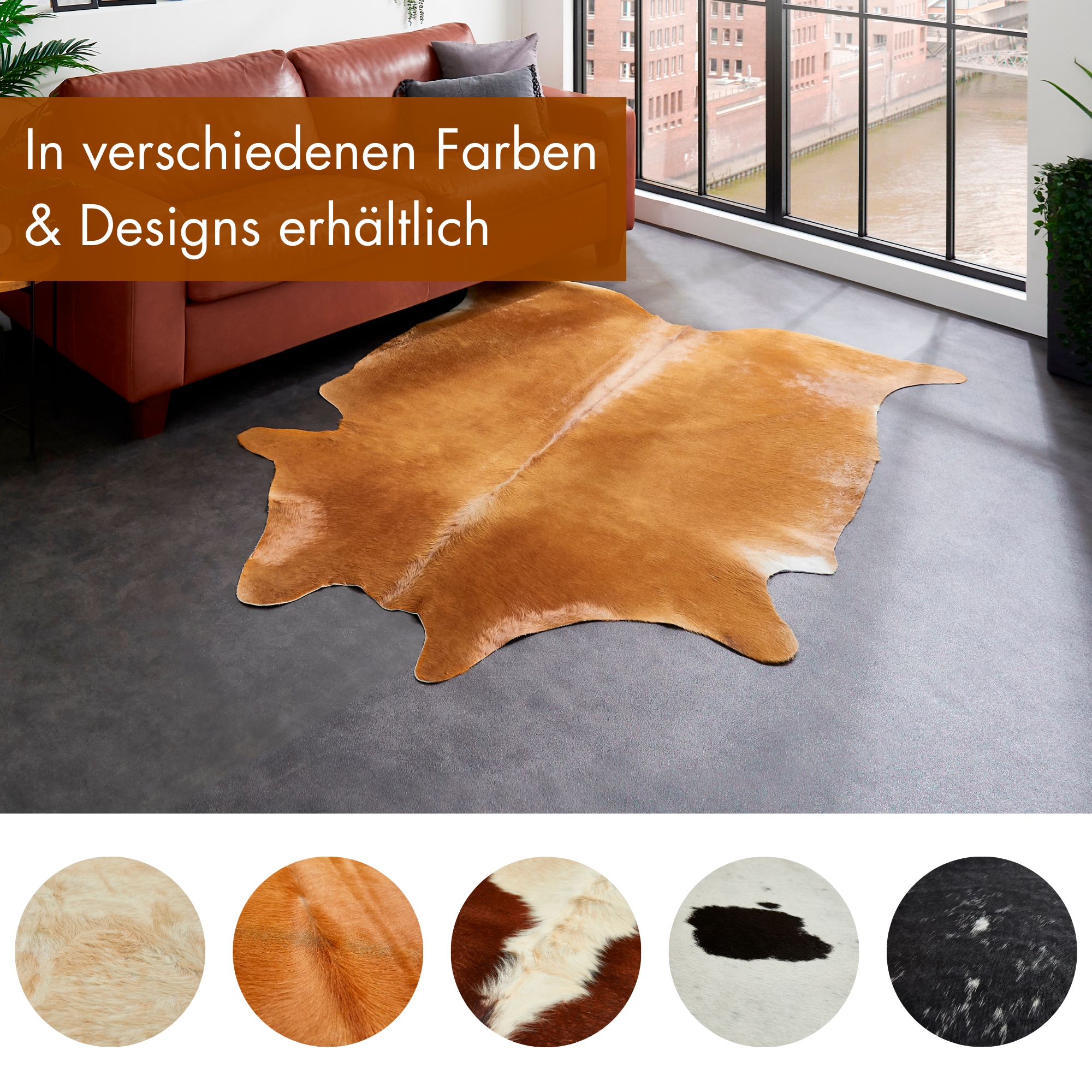 LUXOR living Fellteppich »Rinderfell«, fellförmig, 3 mm Höhe, echtes Rinderfell, Naturprodukt - daher ist jedes Fell ein Einzelstück