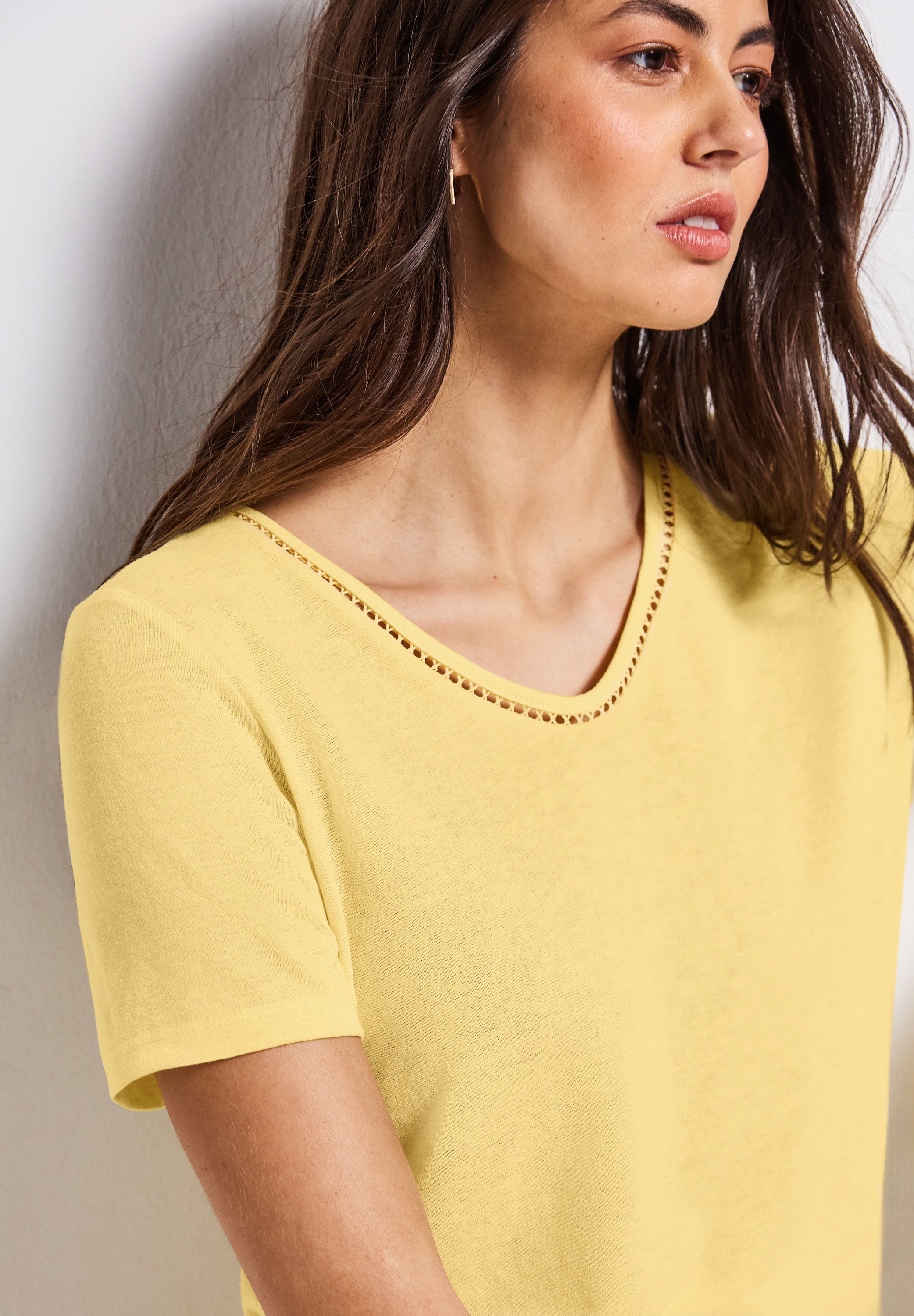 Thumbnail - STREET ONE T-Shirt mit Häkel-Details und Viskose