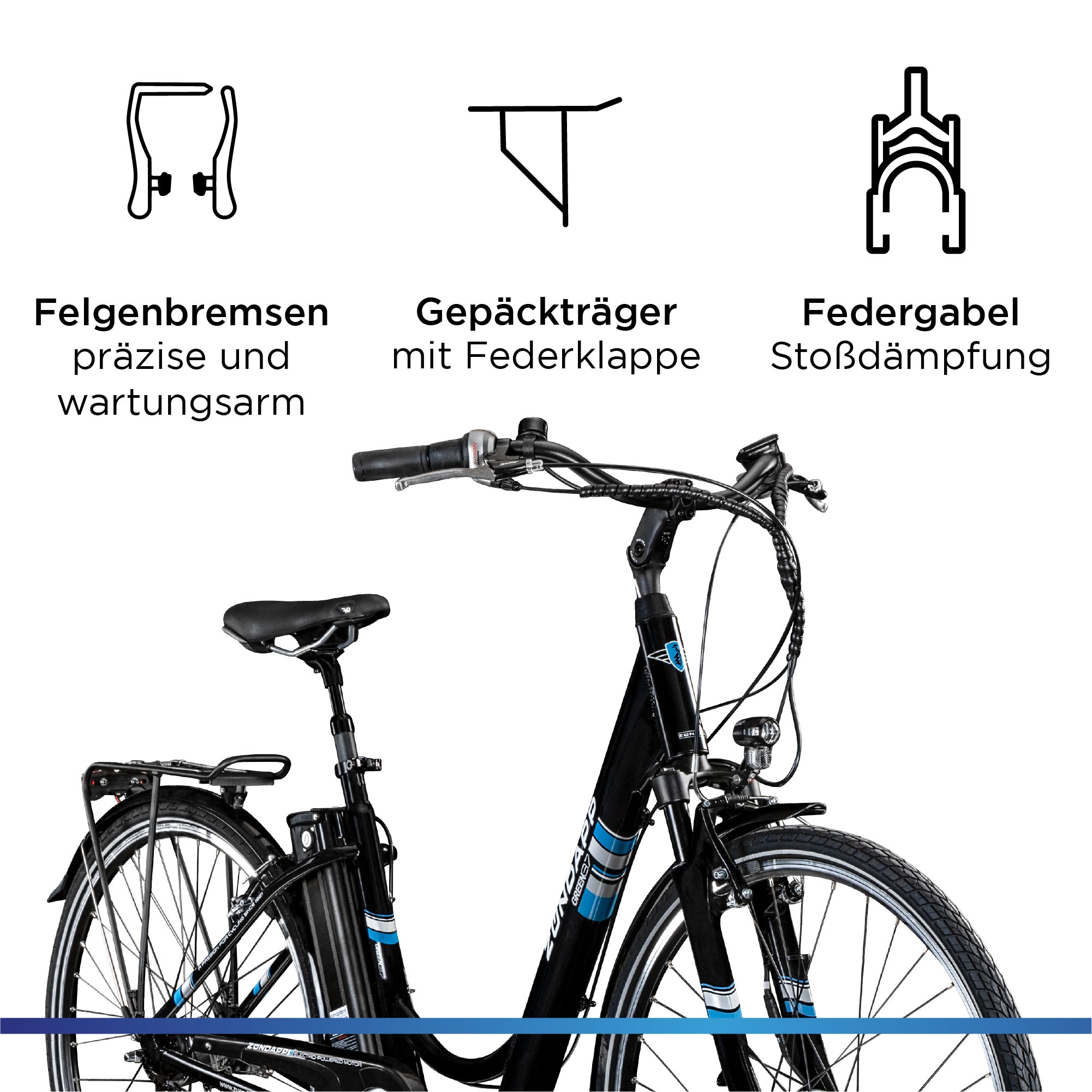 Zündapp E-Bike »Green 3.7«, 7 Gang, Frontmotor 250 W, Pedelec, Elektrofahrrad für Damen u. Herren