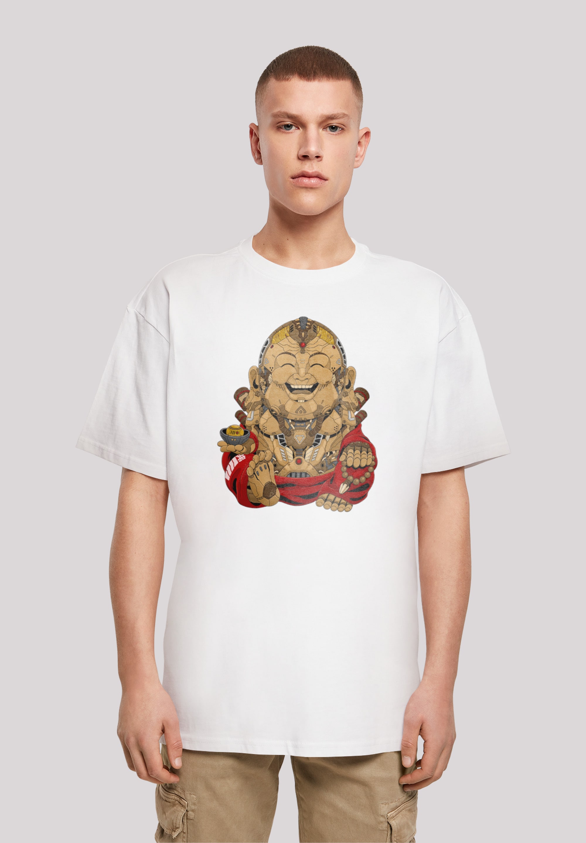 F4NT4STIC T-Shirt »Happy Cyber Buddha CYBERPUNK STYLES«, Print