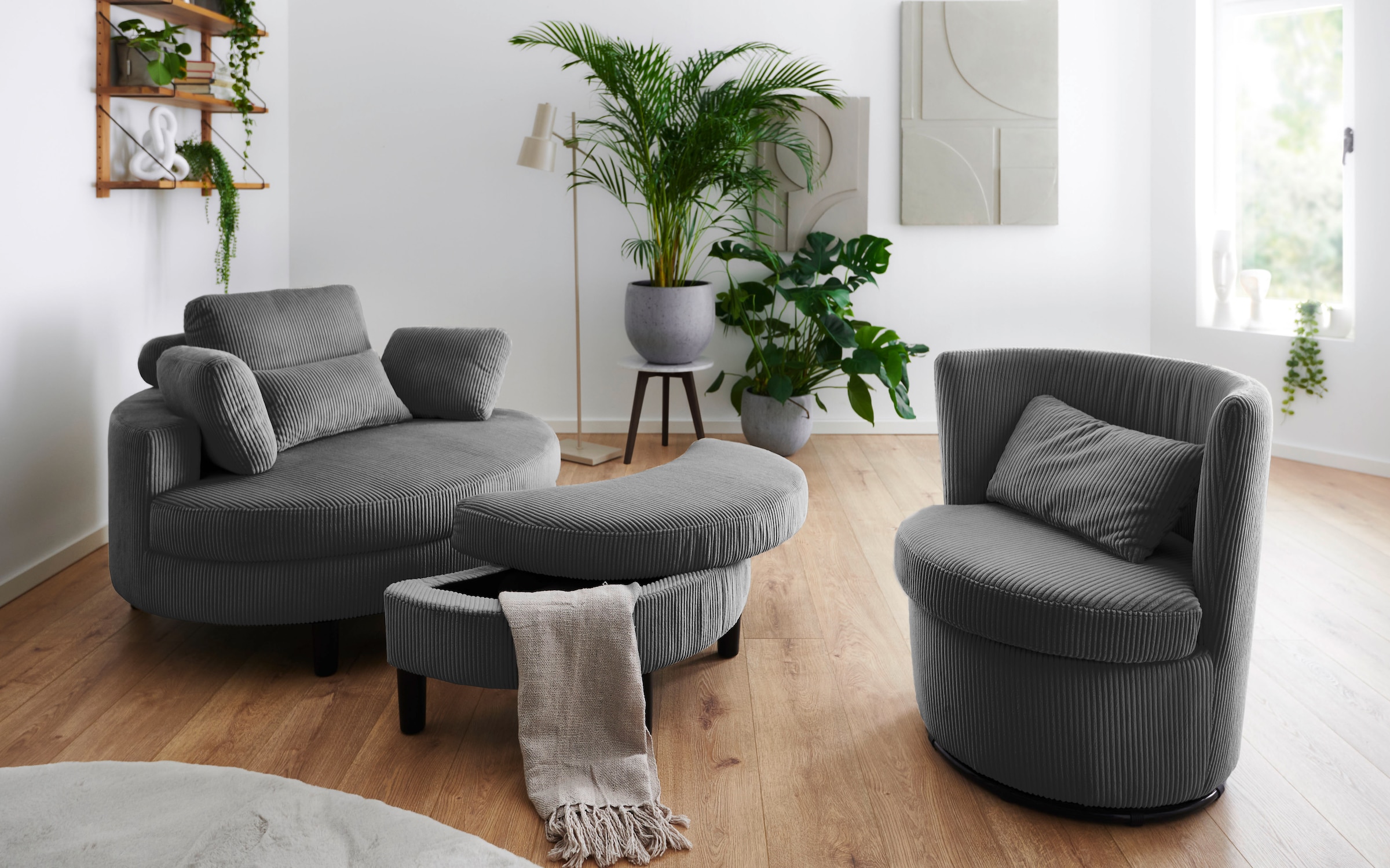 ATLANTIC home collection Drehsessel »Keno«, 360-Grad drehbarer Cordsessel, inkl. einem Zierkissen im Originalbezug
