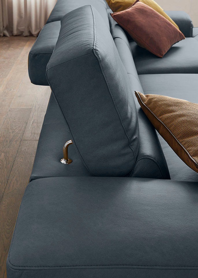 W.SCHILLIG Ecksofa »piedroo, Designsofa mit tollem Sitzkomfort, bequem und elegant, L-Form«, Kopfteilverstellung, wahlweise mit Sitztiefenverstellung, Breite 343cm