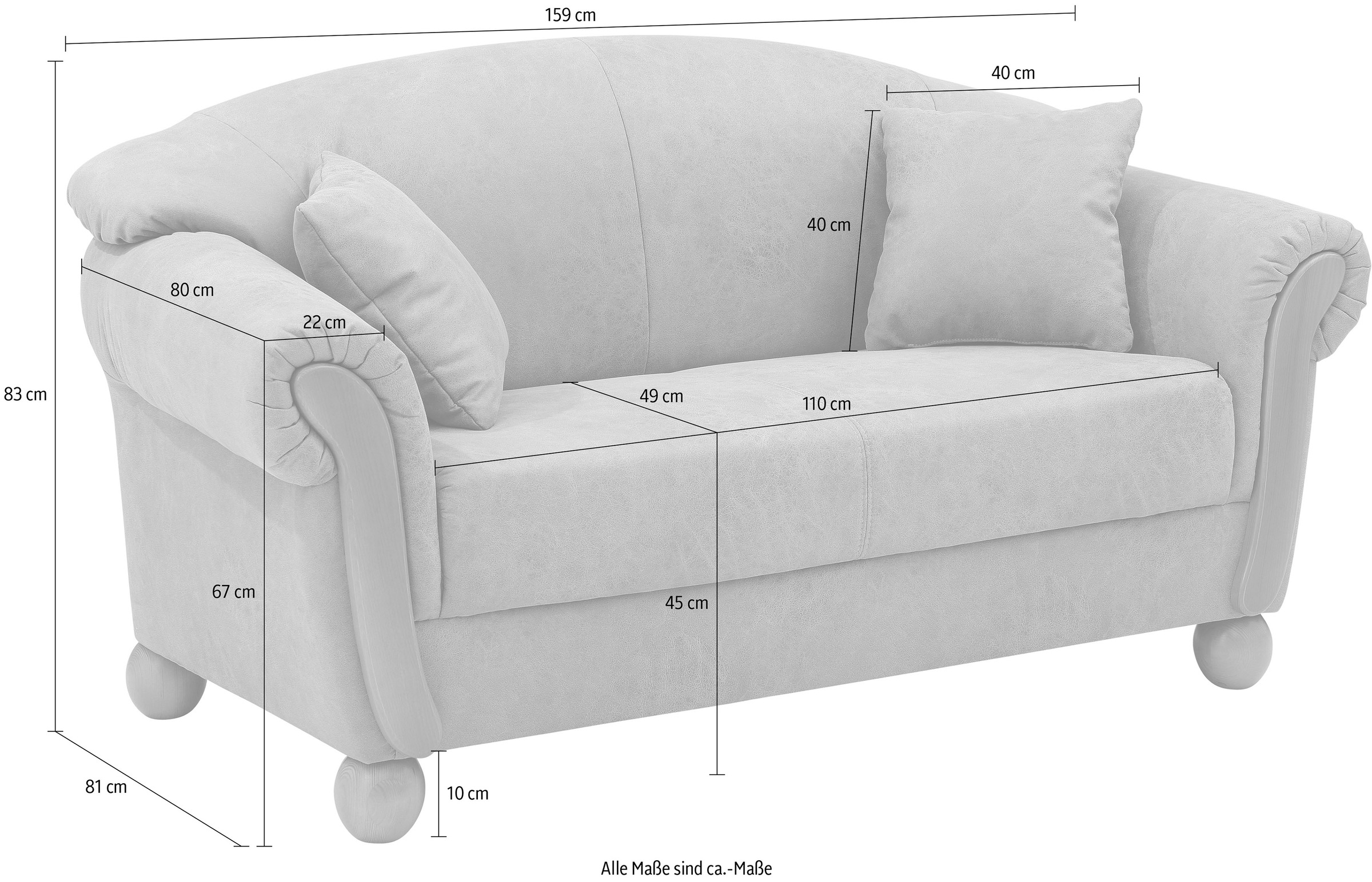 Home affaire 2-Sitzer »Milano Vintage«, mit Federkern, Bezug in Vintageoptik, incl. Zierkissen