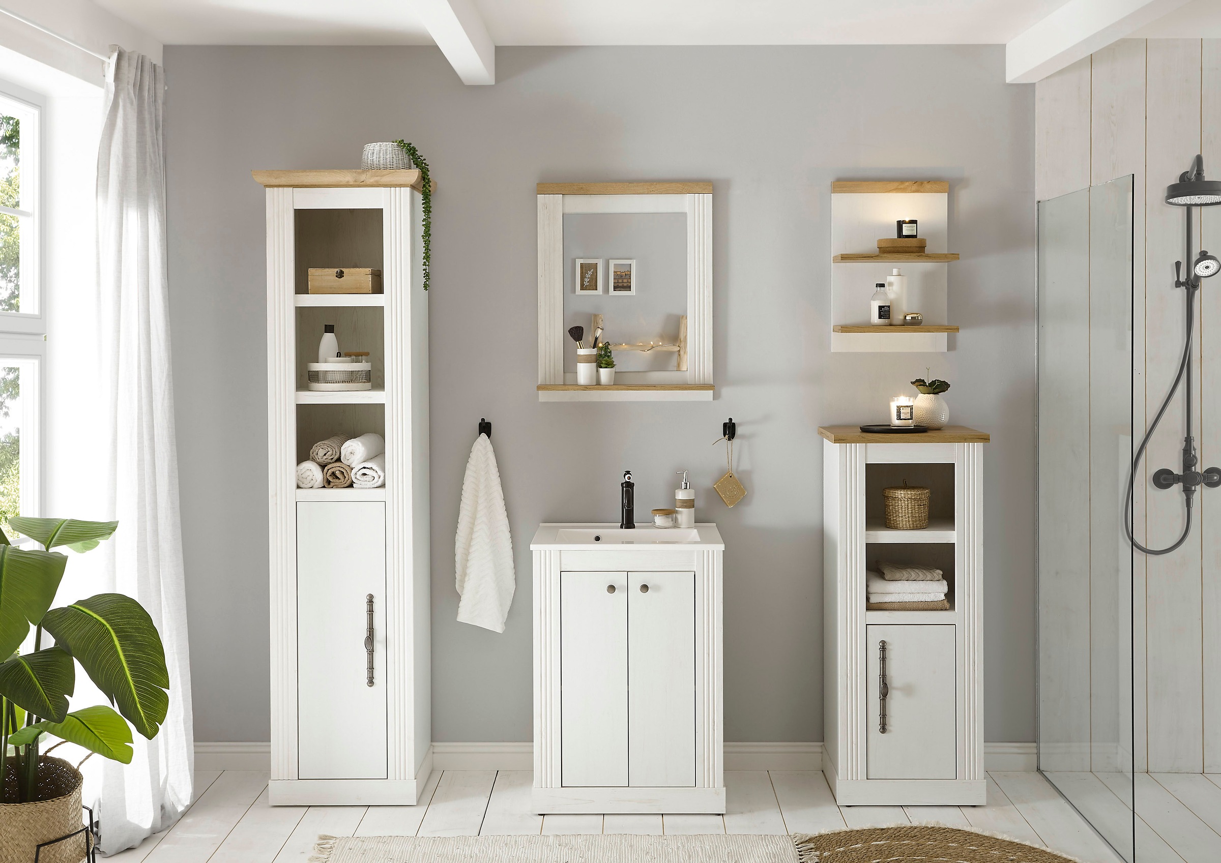 Home affaire Badmöbel-Set "WESTMINSTER, Bad im Landhausstil, 5-teiliges Bad günstig online kaufen