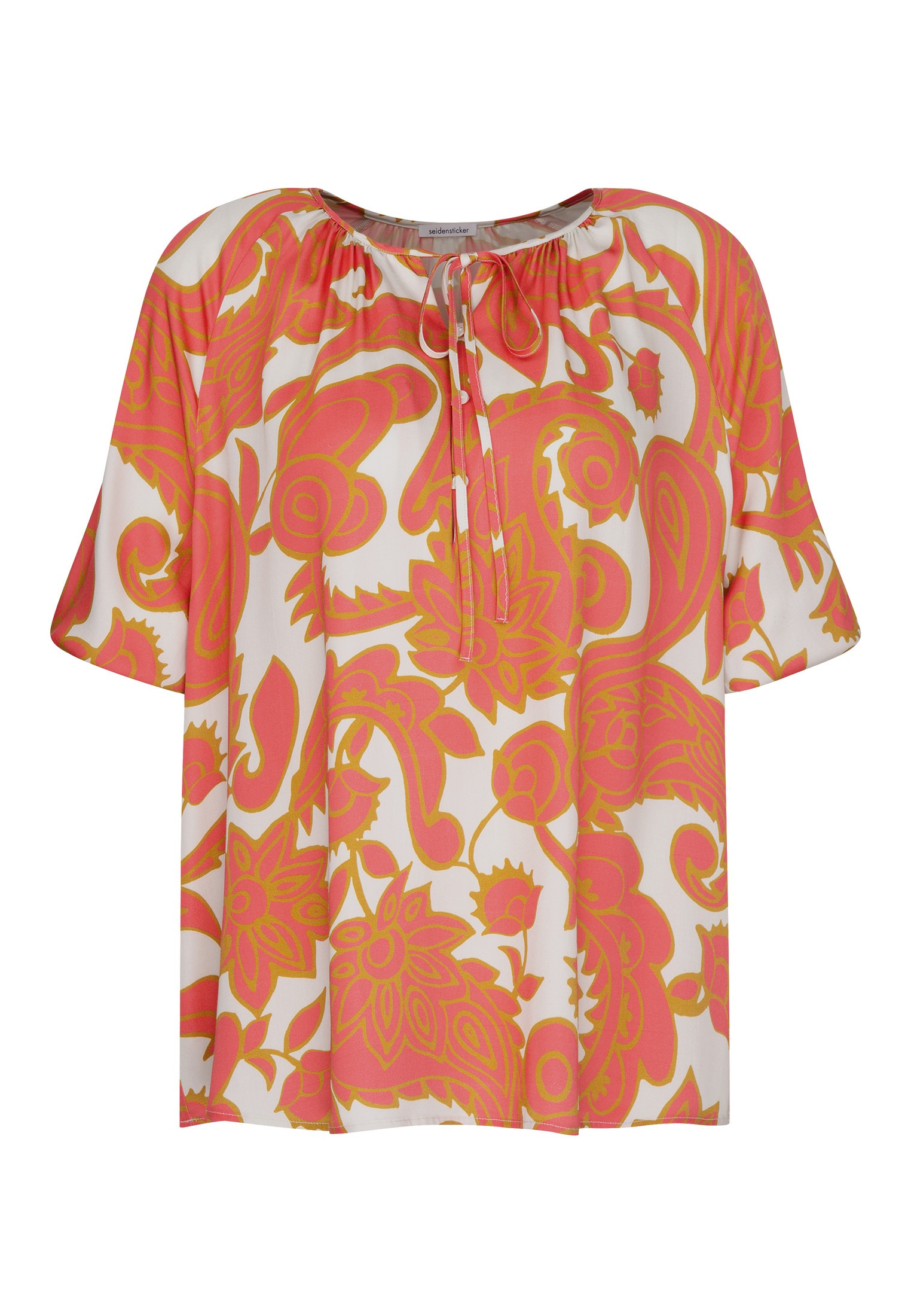seidensticker Shirtbluse »Schwarze Rose«, Kurzarm Rundhals Paisley
