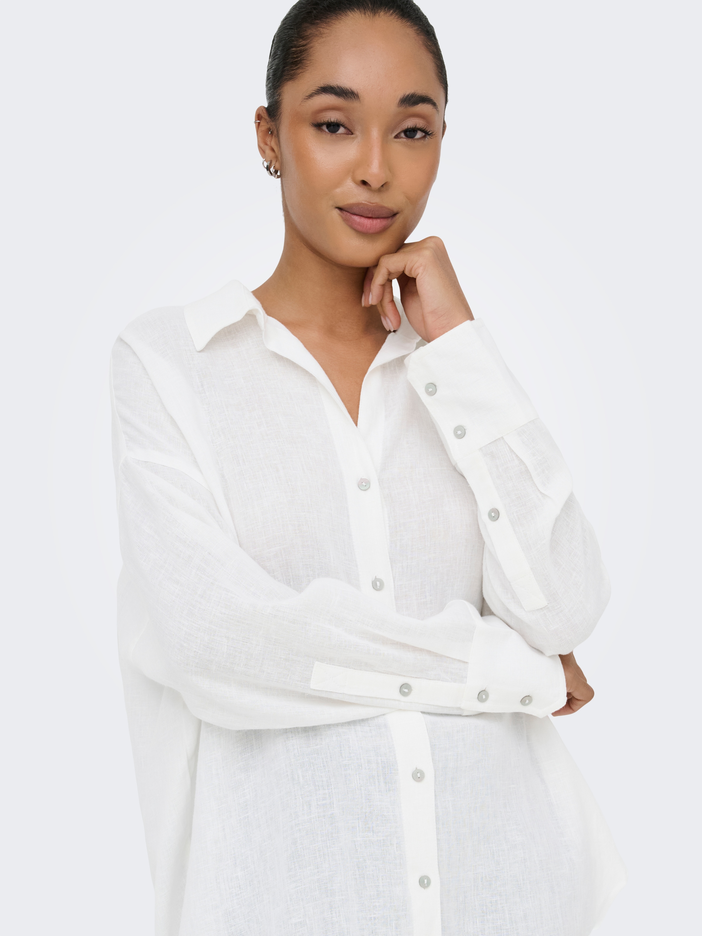 ONLY Hemdbluse »ONLBRUXELLES V- LS LIN BL SHIRT PNT NOOS« mit Leinen