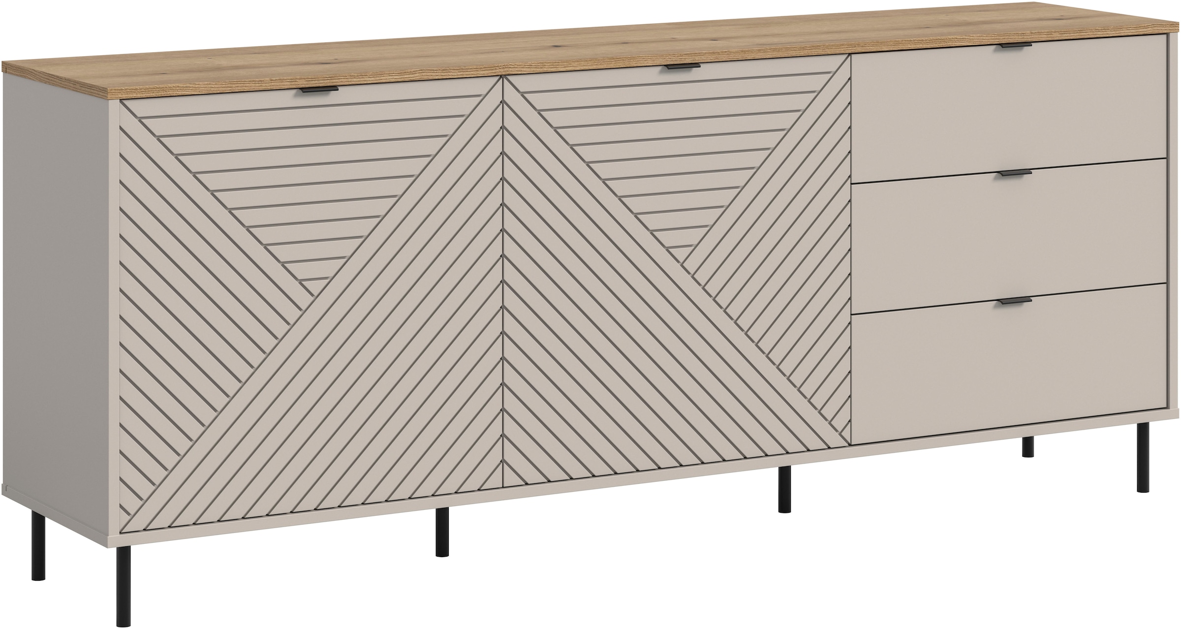 Home affaire Sideboard "RAITA, Breite 184 cm, Front mit Desgin-Fräsung, 2 T günstig online kaufen