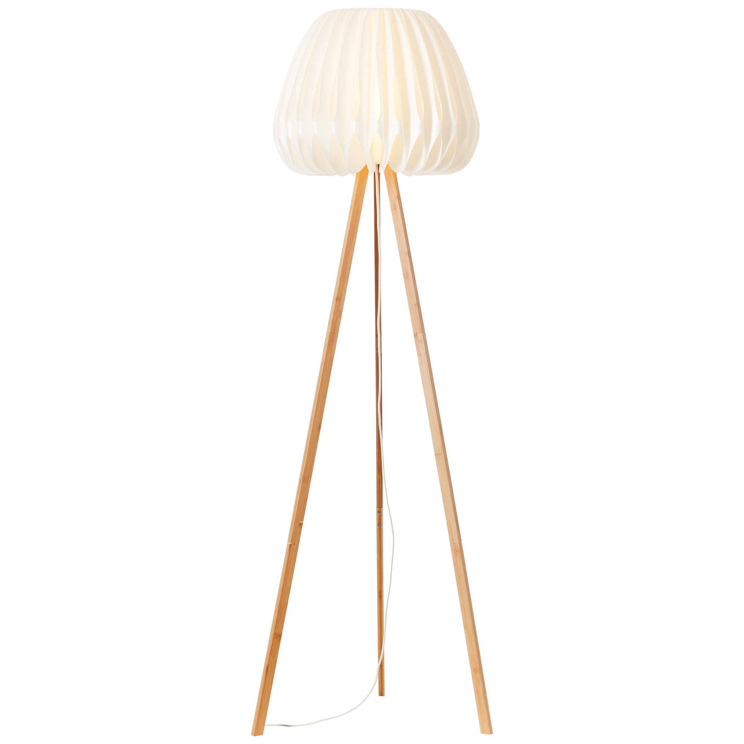 Brilliant Stehlampe »Inna«, 1 flammig, Leuchtmittel E27 | ohne Leuchtmittel, Stehlampe, dreibeinig holz hell/weiß