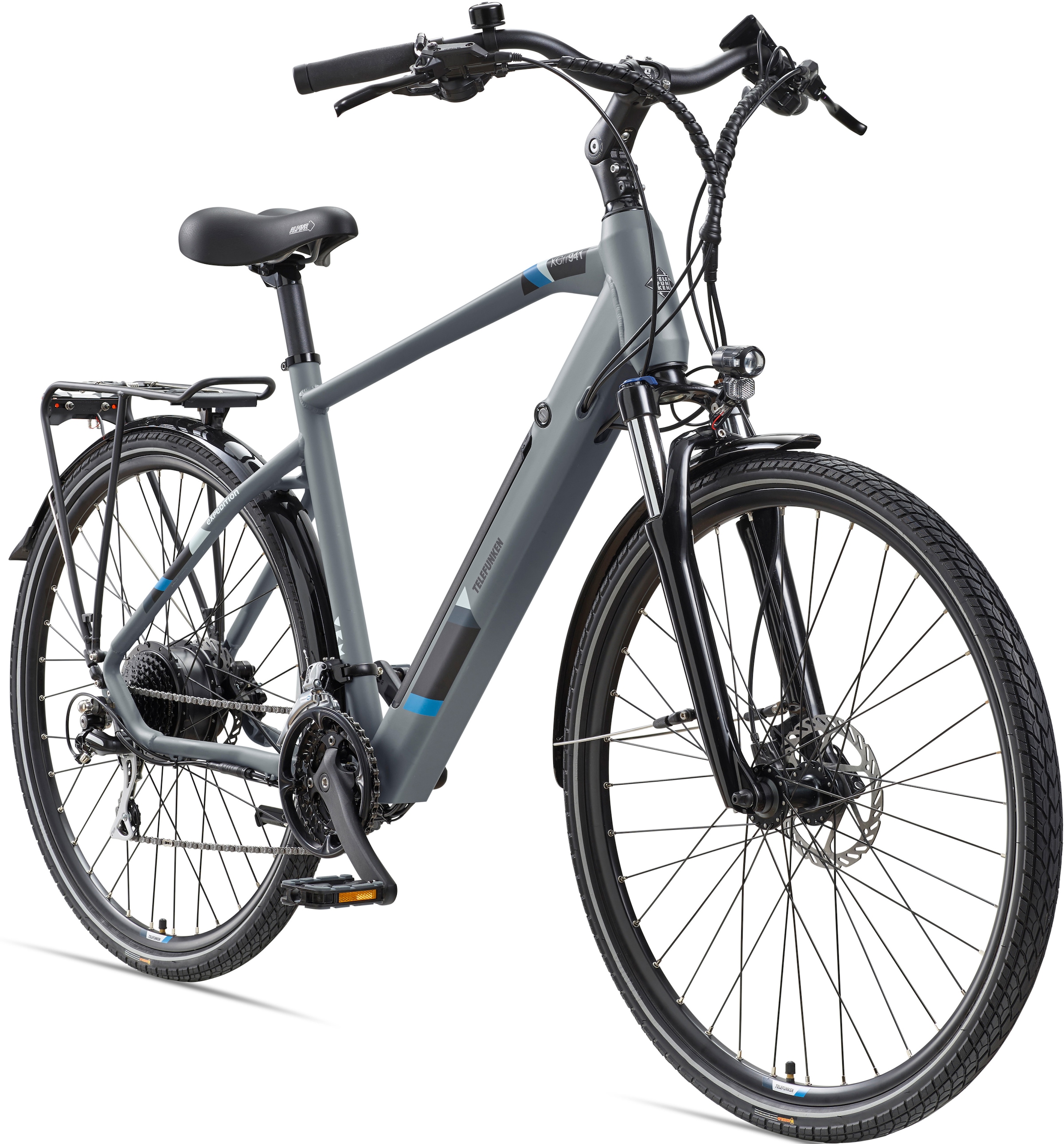 Telefunken E-Bike »Expedition XC941«, 24 Gang, Shimano, Acera, Heckmotor 250 W, (ca. 100 km Reichweite-hydraulische Scheibenbremsen-Straßenzulassung), Trekking Elektrofahrrad, Herren, 28 Zoll, 36 V 417,6 Wh Akku, Pedelec