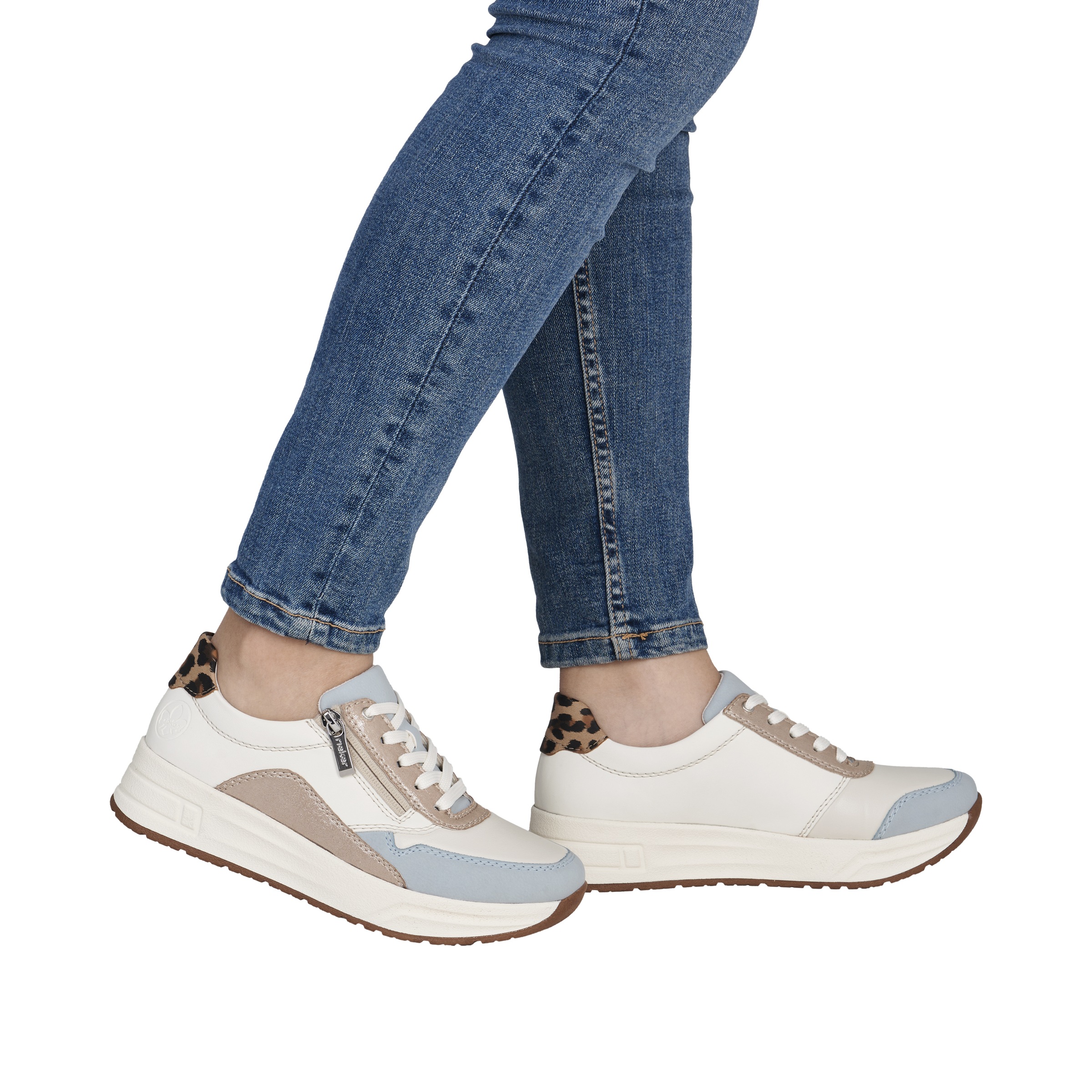 Rieker Platform Sneaker White/Leopard 39 3