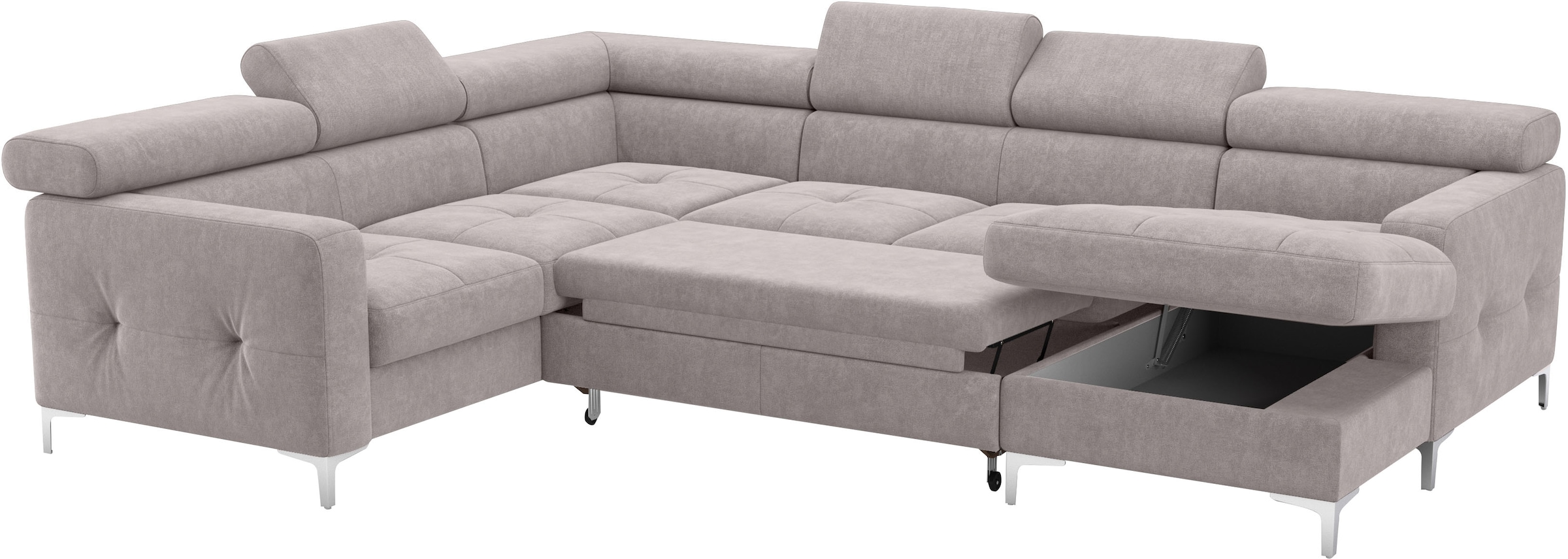 COTTA Wohnlandschaft »Sammy U-Form«, mit Kopfteilverstellung, optional mit Bettfunktion und Bettkasten