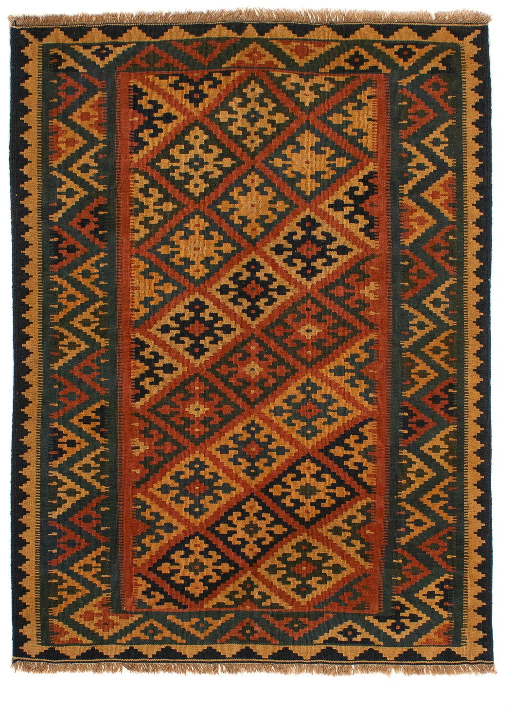 morgenland Wollteppich »Kelim - Oriental - 198 x 148 cm - dunkelrot«, rechteckig, Wohnzimmer, Einzelstück