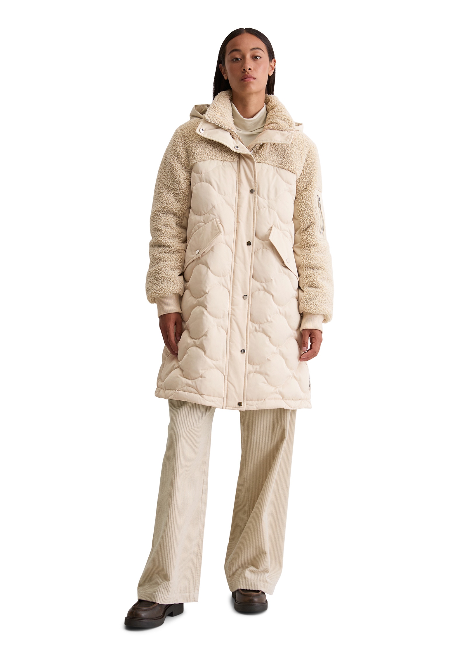 Marc O'Polo Daunenjacke »mit lässigen Teddyplüsch-Details« mit Kapuze